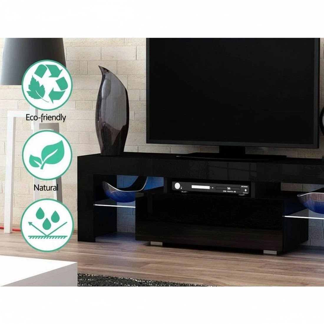 7 Artiss Entertainment Unit TV Cabinet LED 130cm - Black, 7 of 8