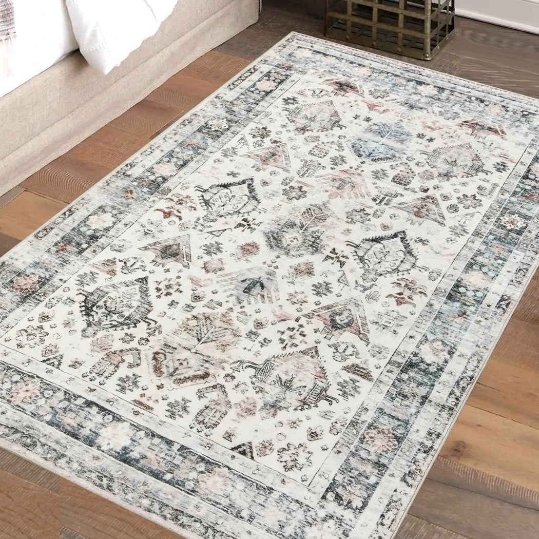 8 Marlow Machine Washable Floor Rug Distressed Vintage, 8 of 8