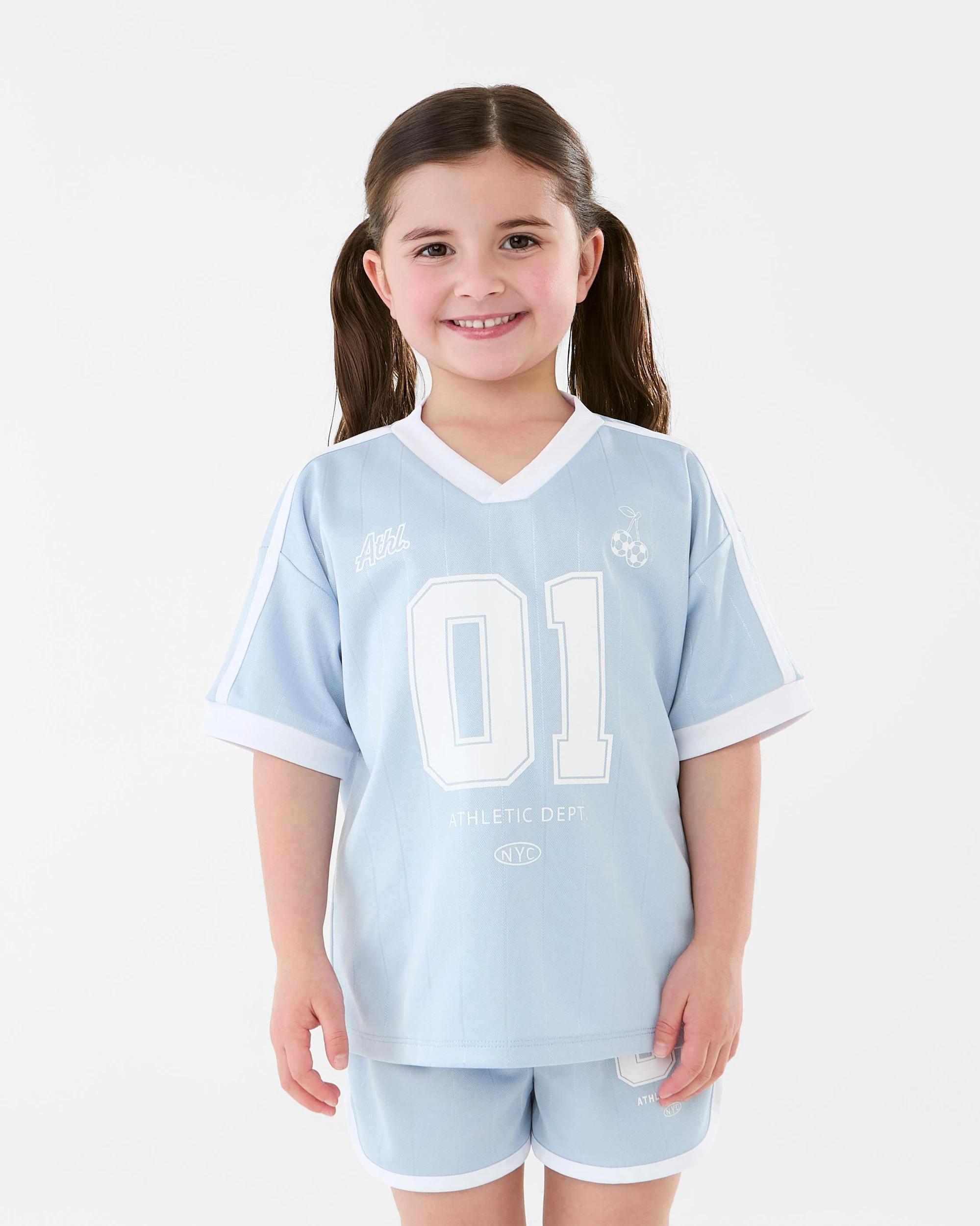 1 Short Sleeve Oversized Sporty T-shirt Blue 01, 1 of 8