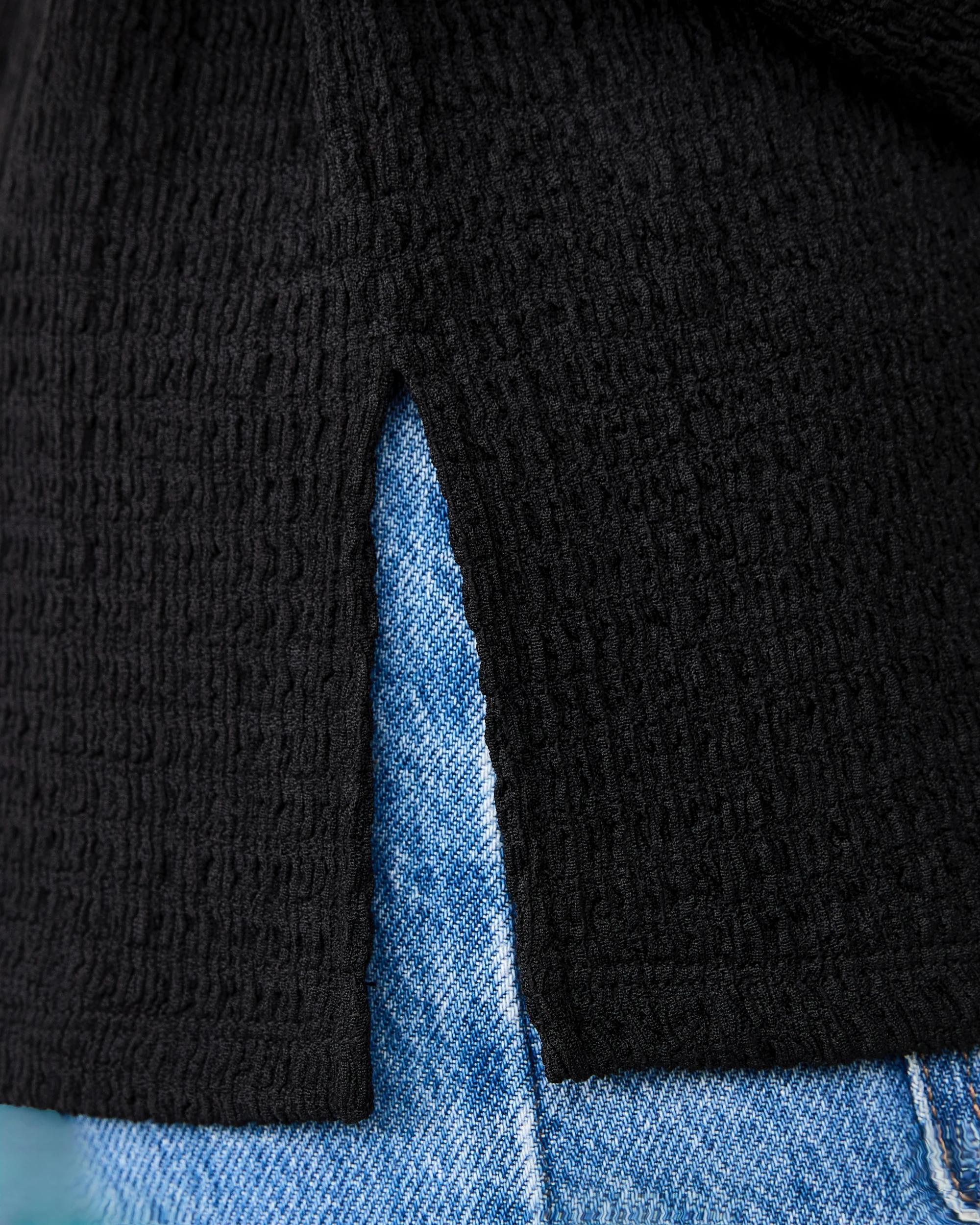 8 Long Sleeve Textured Tie Back Shirt Black, 8 of 9