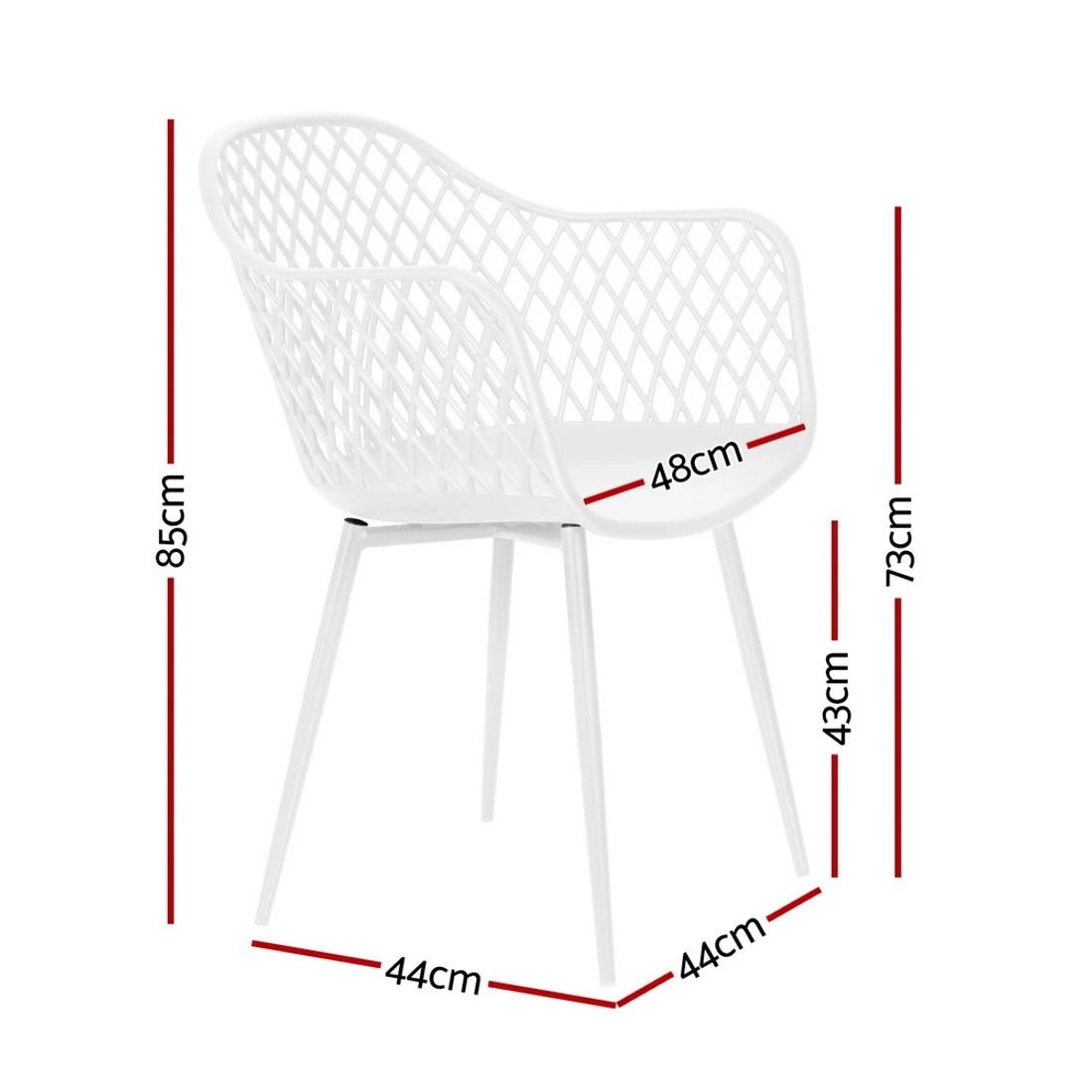 2 Gardeon 4PC Outdoor Dining Chairs PP Lounge Chair Patio Furniture Garden - White, 2 of 4