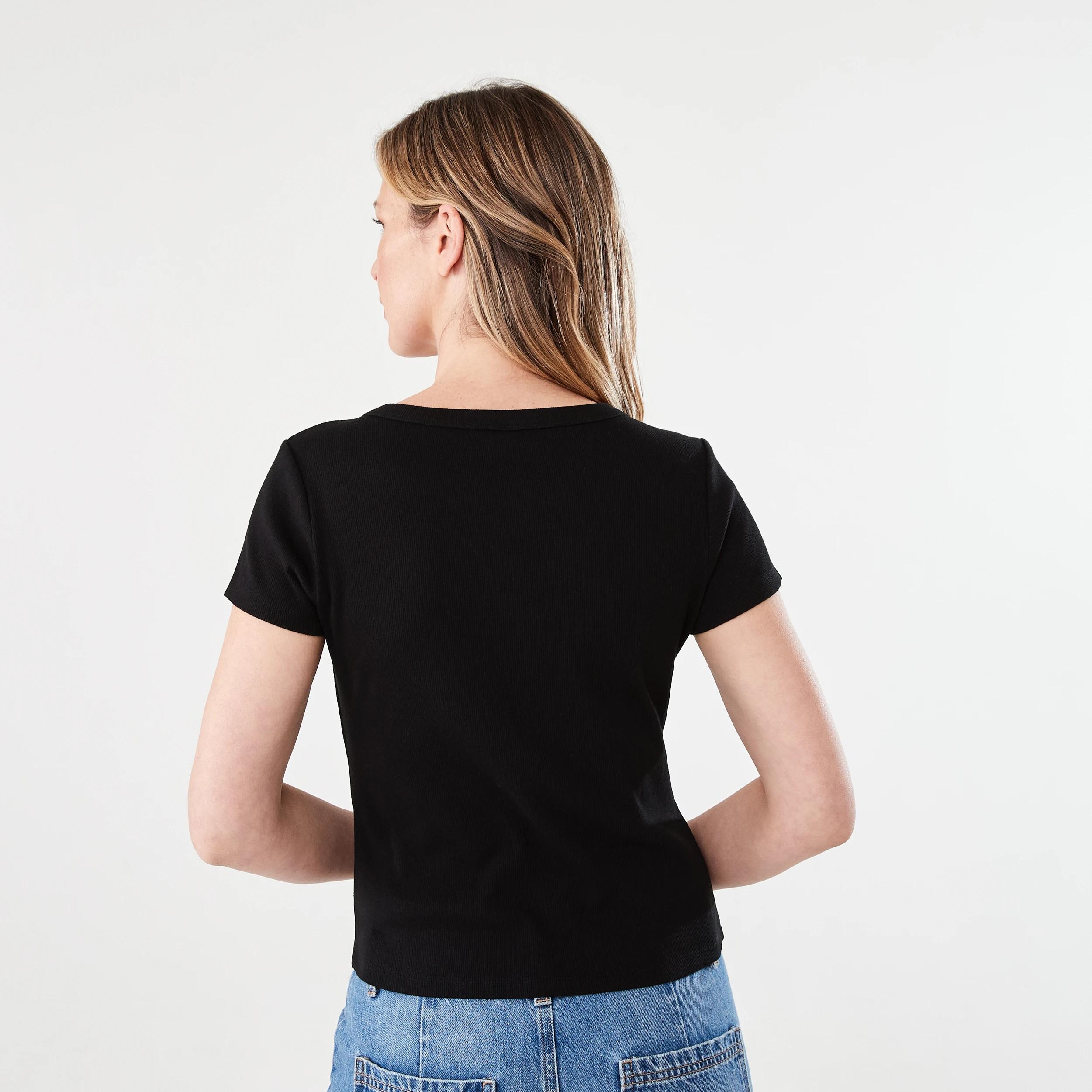 3 Short Sleeve Rib Henley T-shirt BLACK, 3 of 5