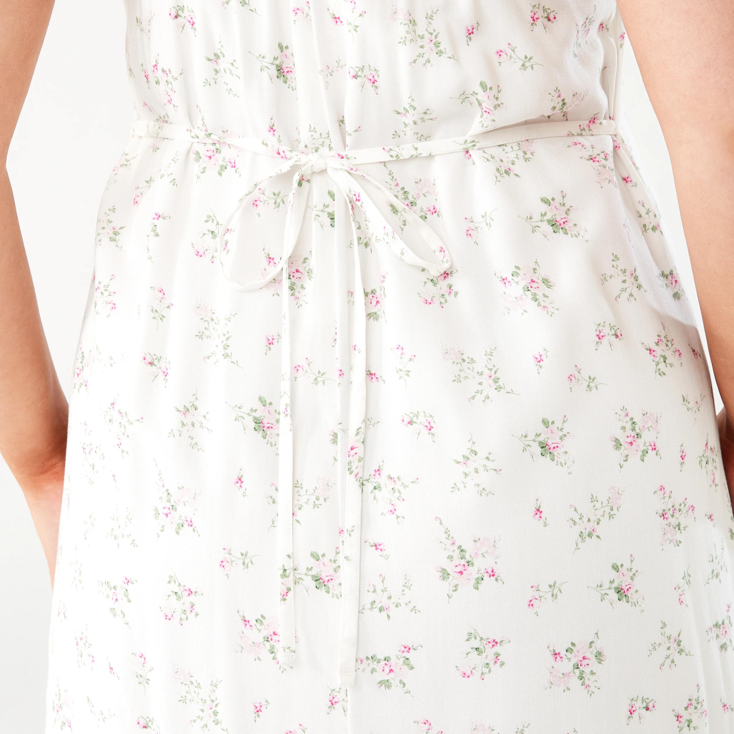 8 Sleeveless Tie Back Slip Maxi Dress Pnk Roses, 8 of 8