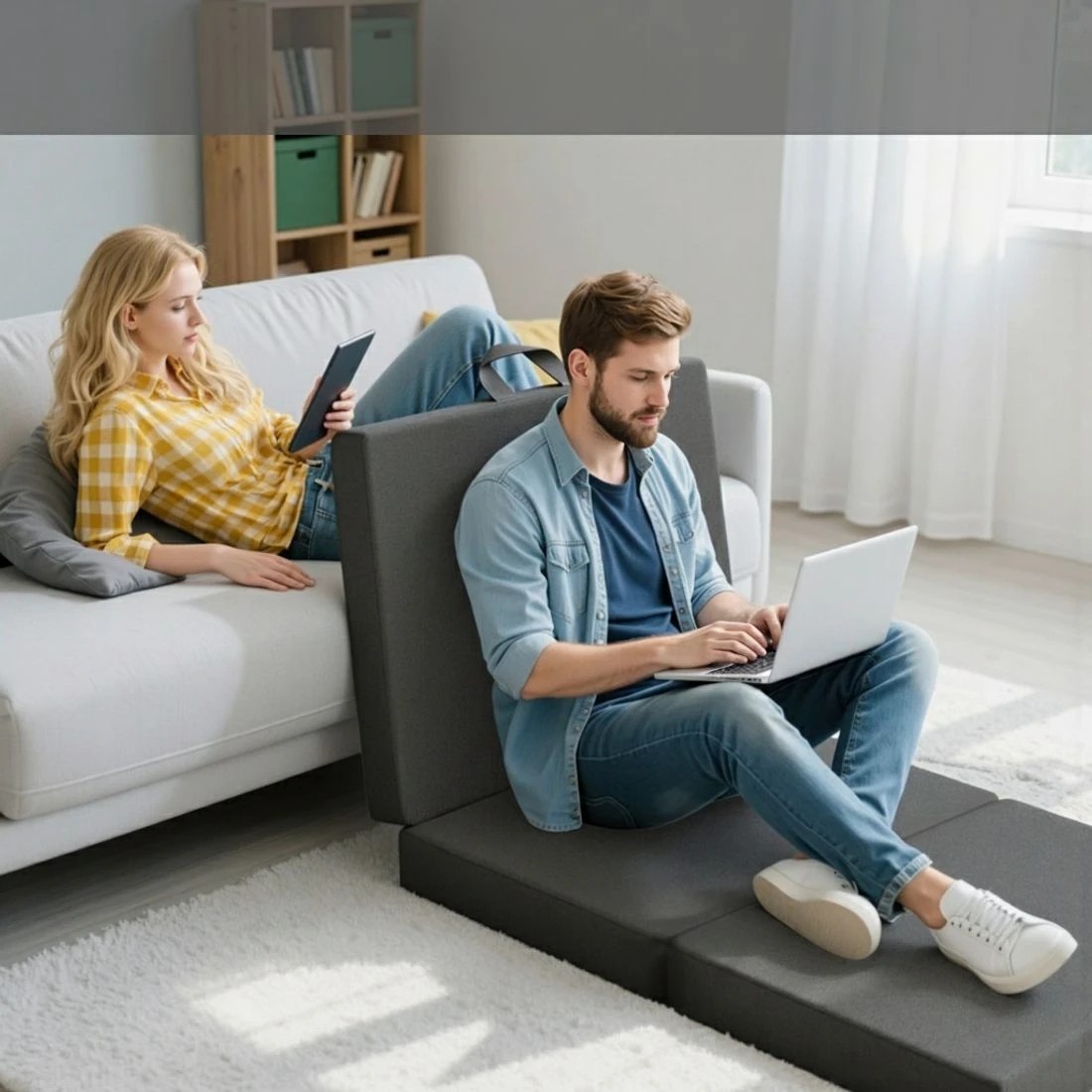 5 BedStory Folding Mattress Small Single Trifold Mattress Firm Support Foam Washable Cover 15cm - Single Bed - Black, 5 of 6