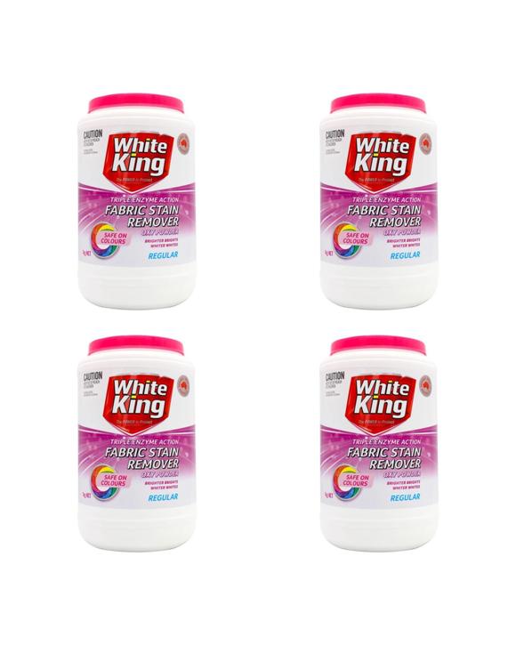 White King 4PK Fabric Stain Remover Oxy Powder Regular Safe On Colours 1kg - Multi