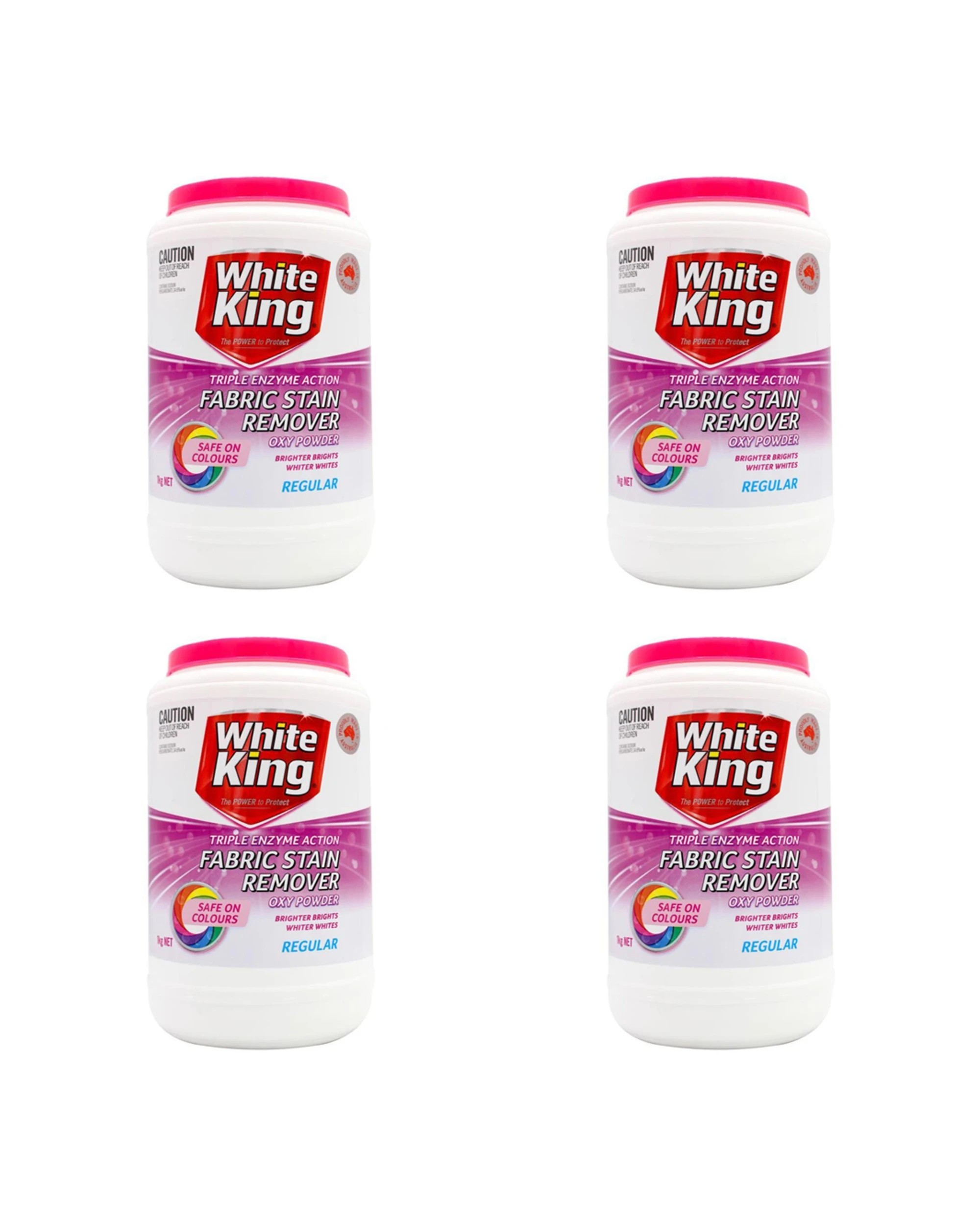 1 White King 4PK Fabric Stain Remover Oxy Powder Regular Safe On Colours 1kg - Multi, 1 of 5