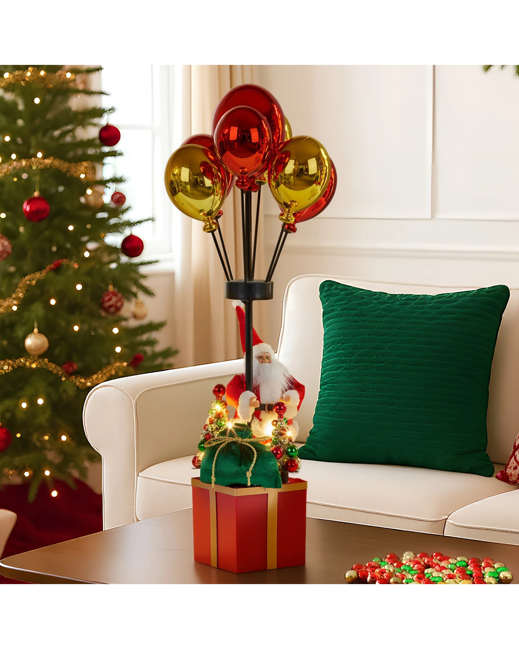 4 Christabelle 60cm Led Christmas Santa Claus With Balloons And Lights Ornament Decoration, 4 of 5