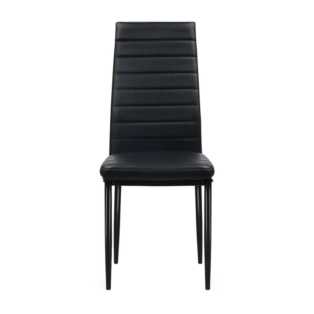 4 Artiss Dining Chairs Set of 4 Leather Channel Tufted - Black, 4 of 8