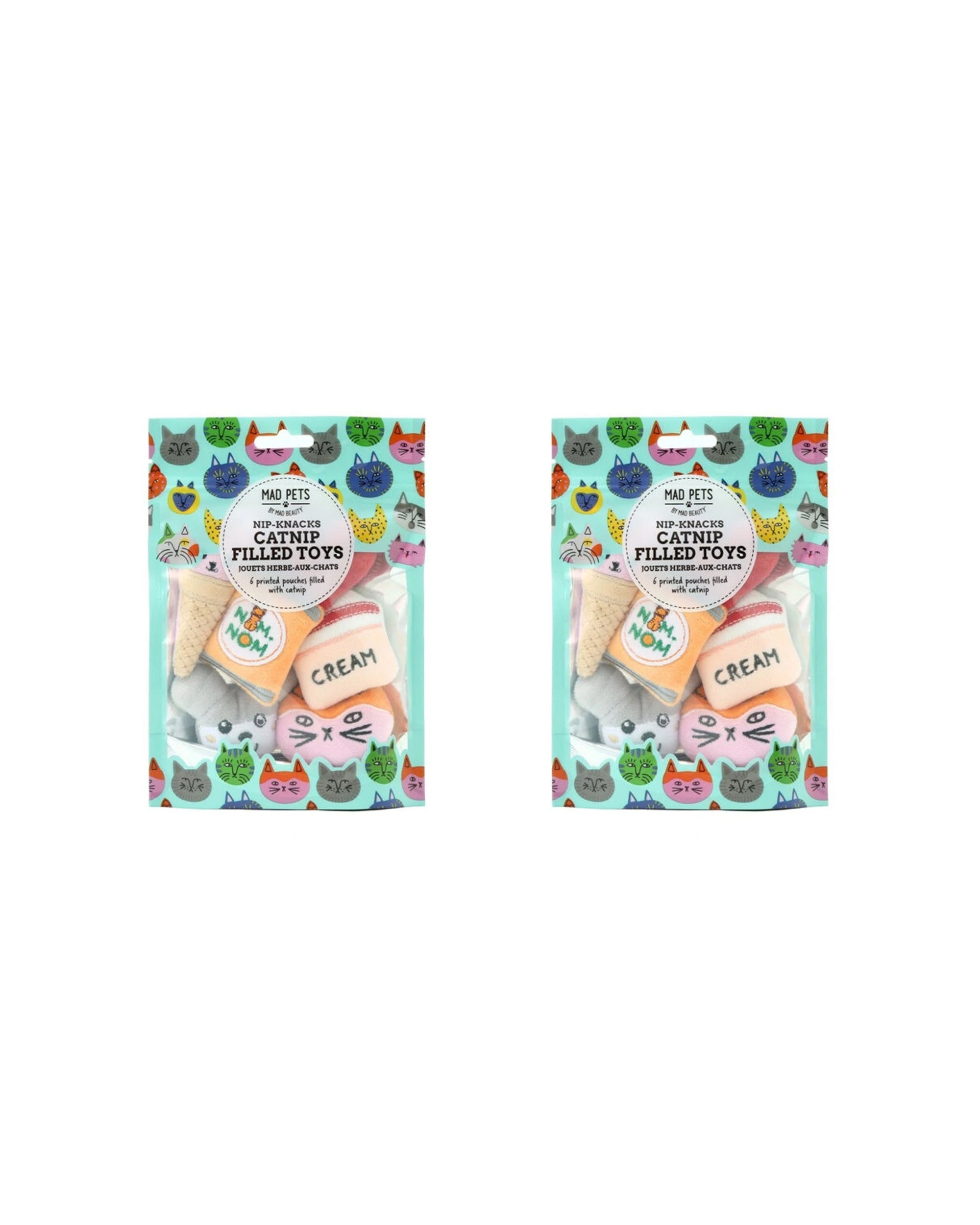 1 Mad Pets 2x 6pc Nip-Knacks Catnip Filled Cat Play Toys Set Printed - Multi, 1 of 1