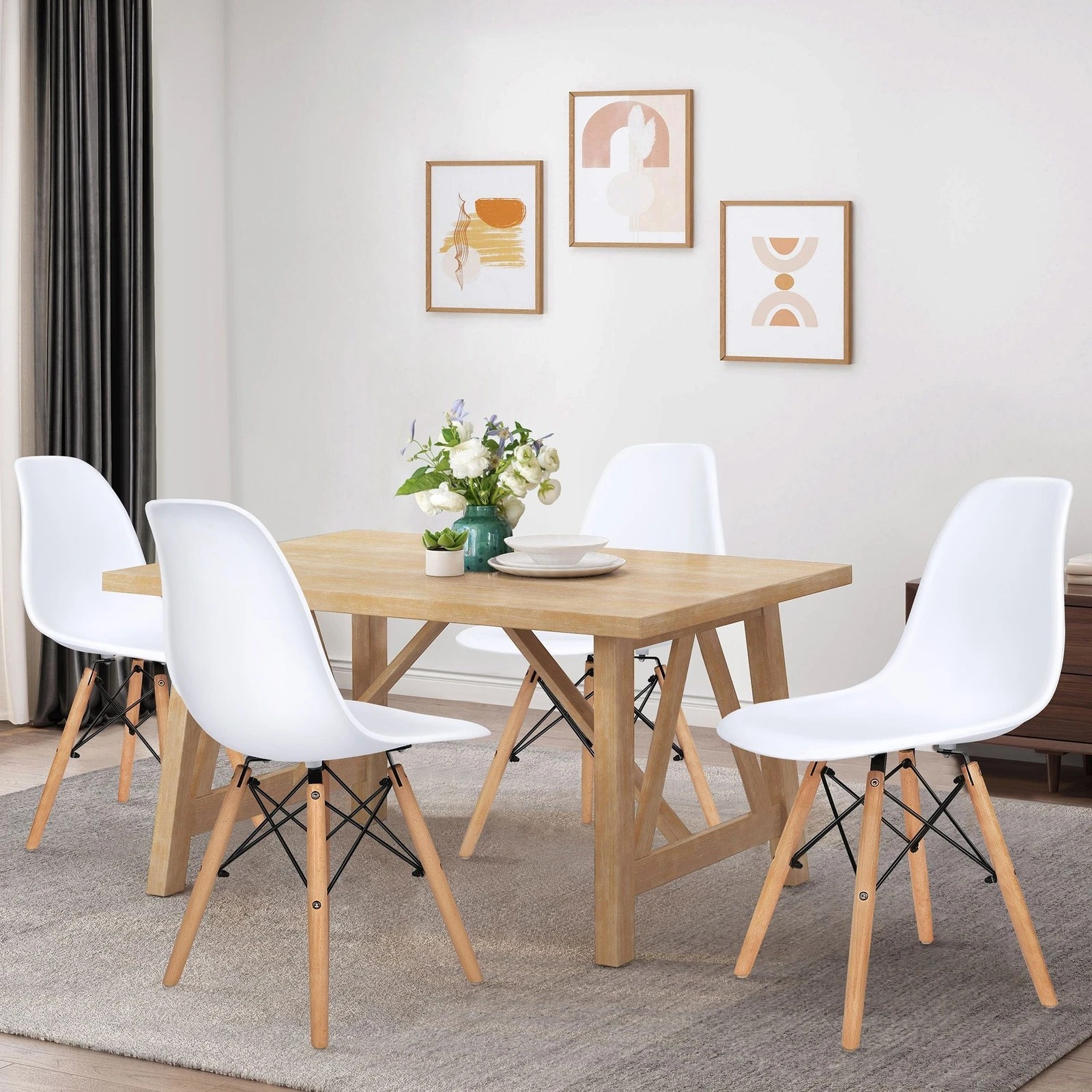 5 Alfordson 4x Dining Chairs Retro Steel Kitchen Lounge Cafe Solid Wood - White, 5 of 10