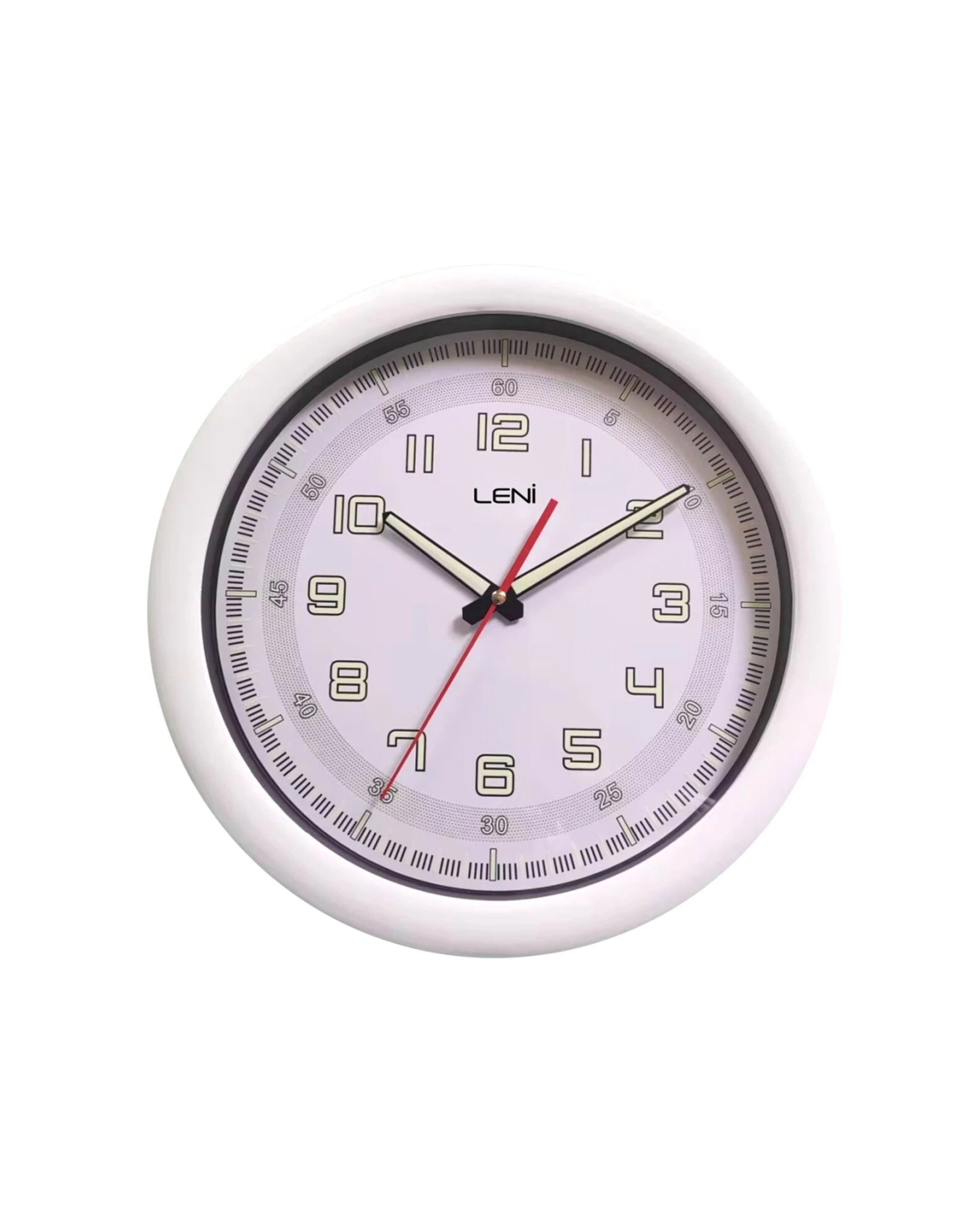 1 Leni Luminouis 32.5cm Analogue Wall Clock Glow In The Dark - White, 1 of 4