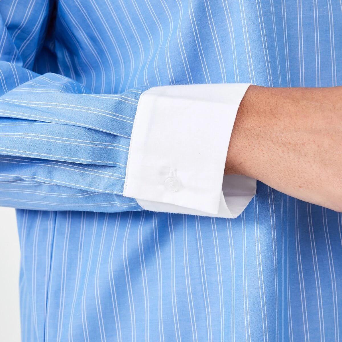 7 Long Sleeve Contrast Cuff Shirt Blu Str, 7 of 7