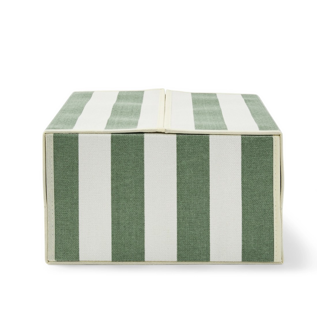 8 Linen Look Bed Linen Box - Large, Green Stripe, 8 of 10