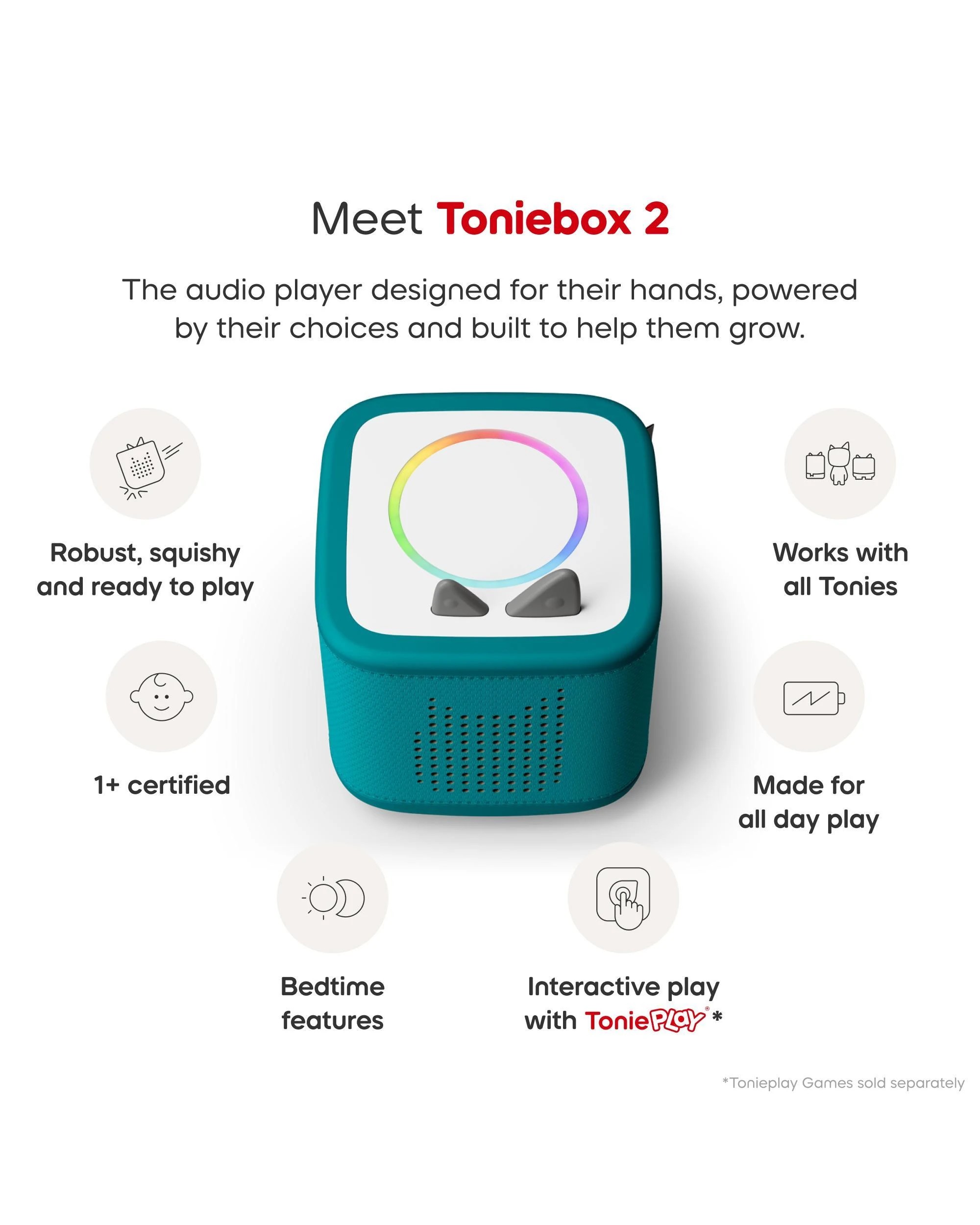 4 Tonies - Toniebox 2 Starter Set with Creative Tonie Rubie - Tropical Teal - Multi, 4 of 7