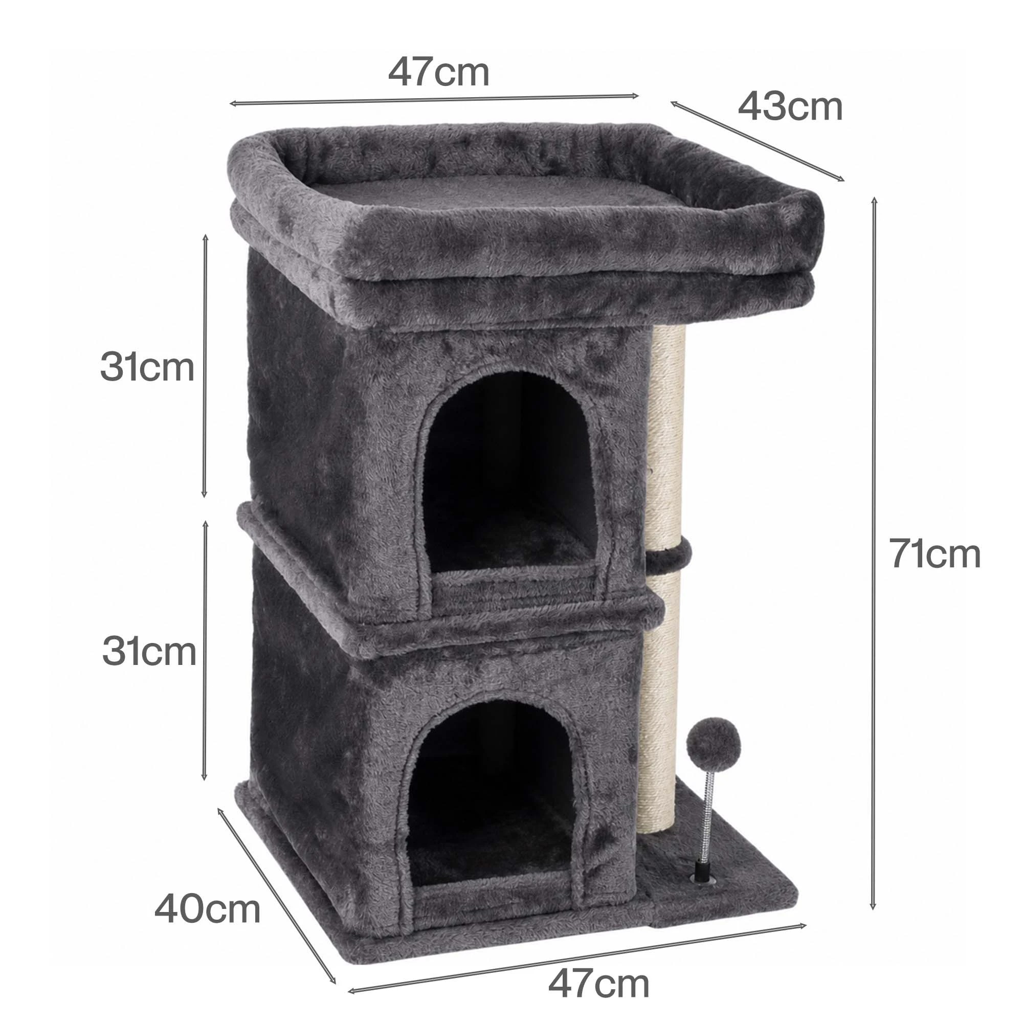 3 Pawz Cat Tree Cat Tower Top Perch Sisal Post E1 Particle Board - Grey - Grey, 3 of 8