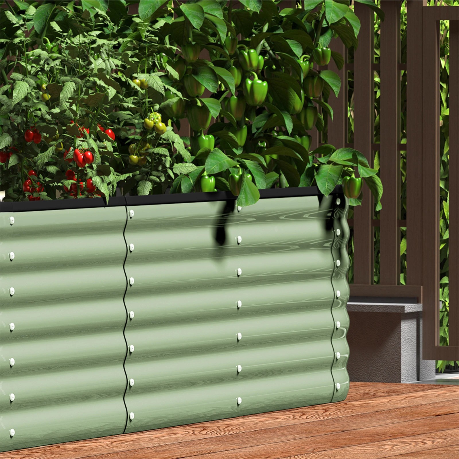 4 Livsip Garden Bed 240x80x56cm Planter Box Raised Container Galvanised - Green, 4 of 8