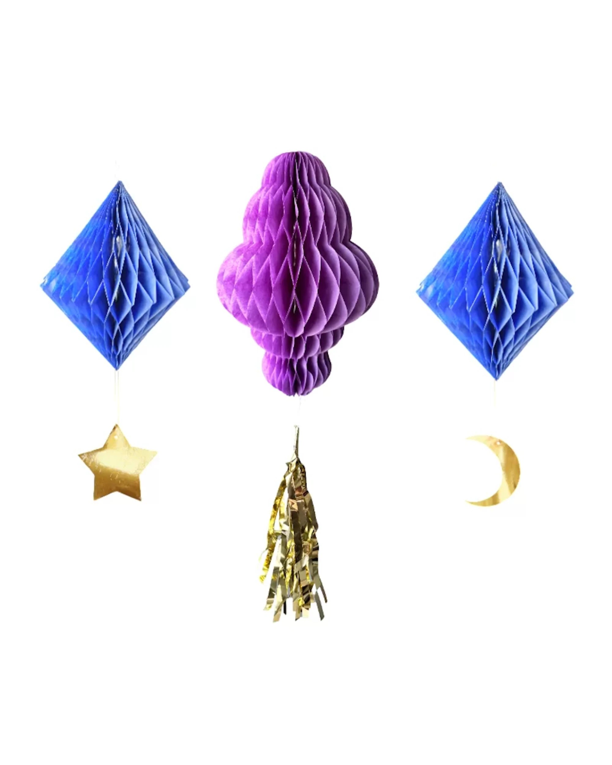 1 Party Maker Eid Honeycomb Hanging Decorations Pack of 3 - Multi, 1 of 3