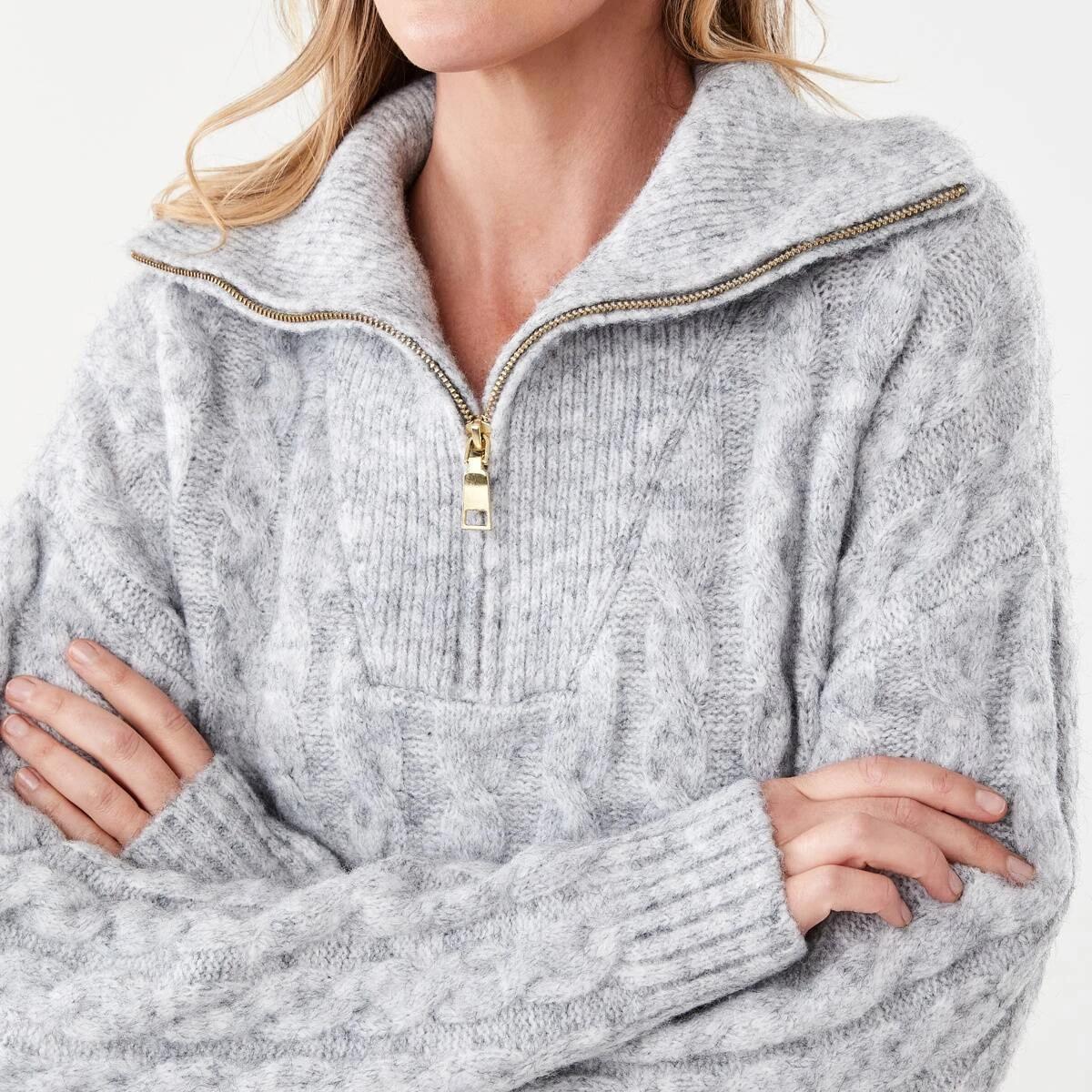 5 Zip Neck Jumper Grey Marle, 5 of 5