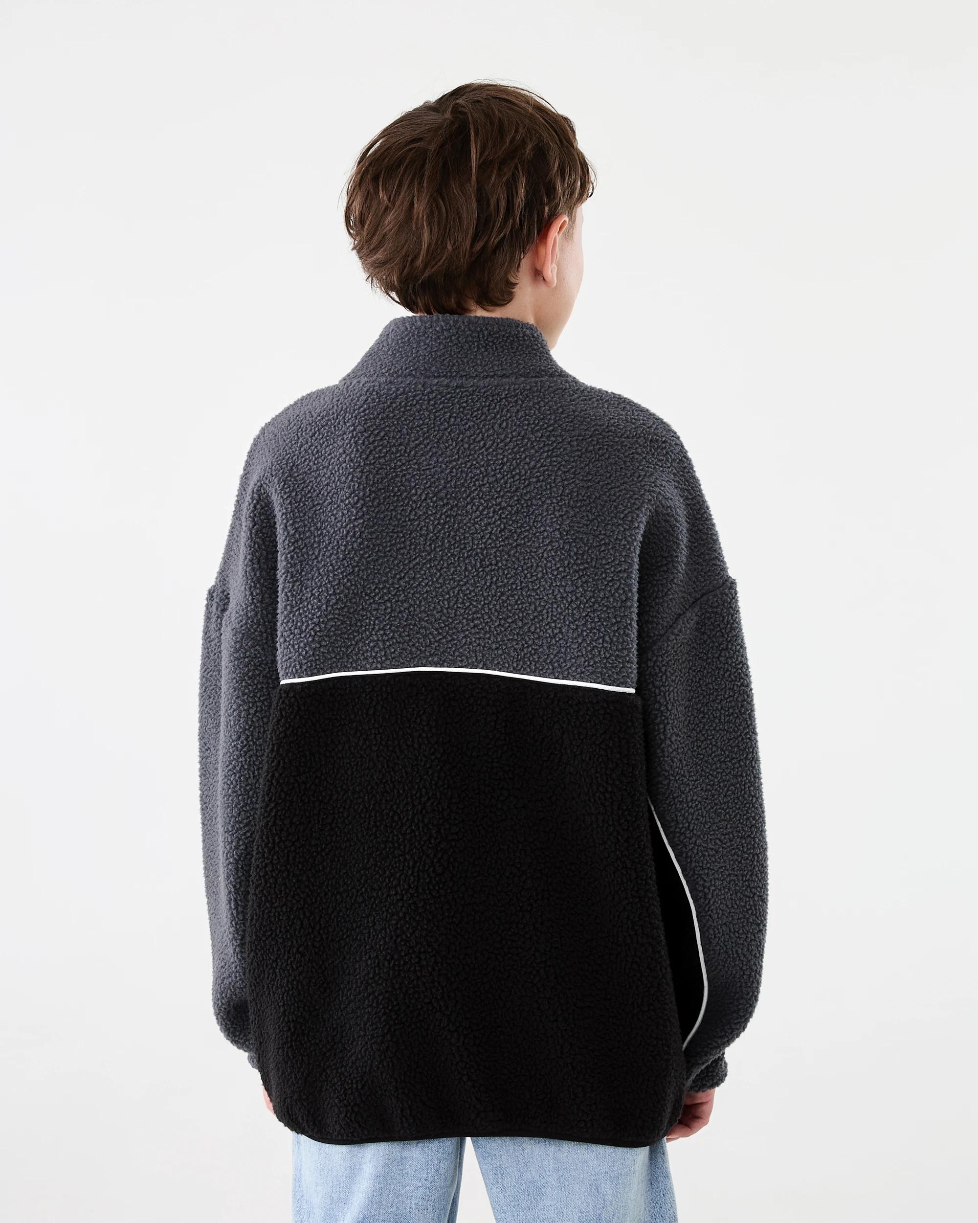 2 Polar Fleece Quarter Zip Sweatshirt Blk Sand, 2 of 8