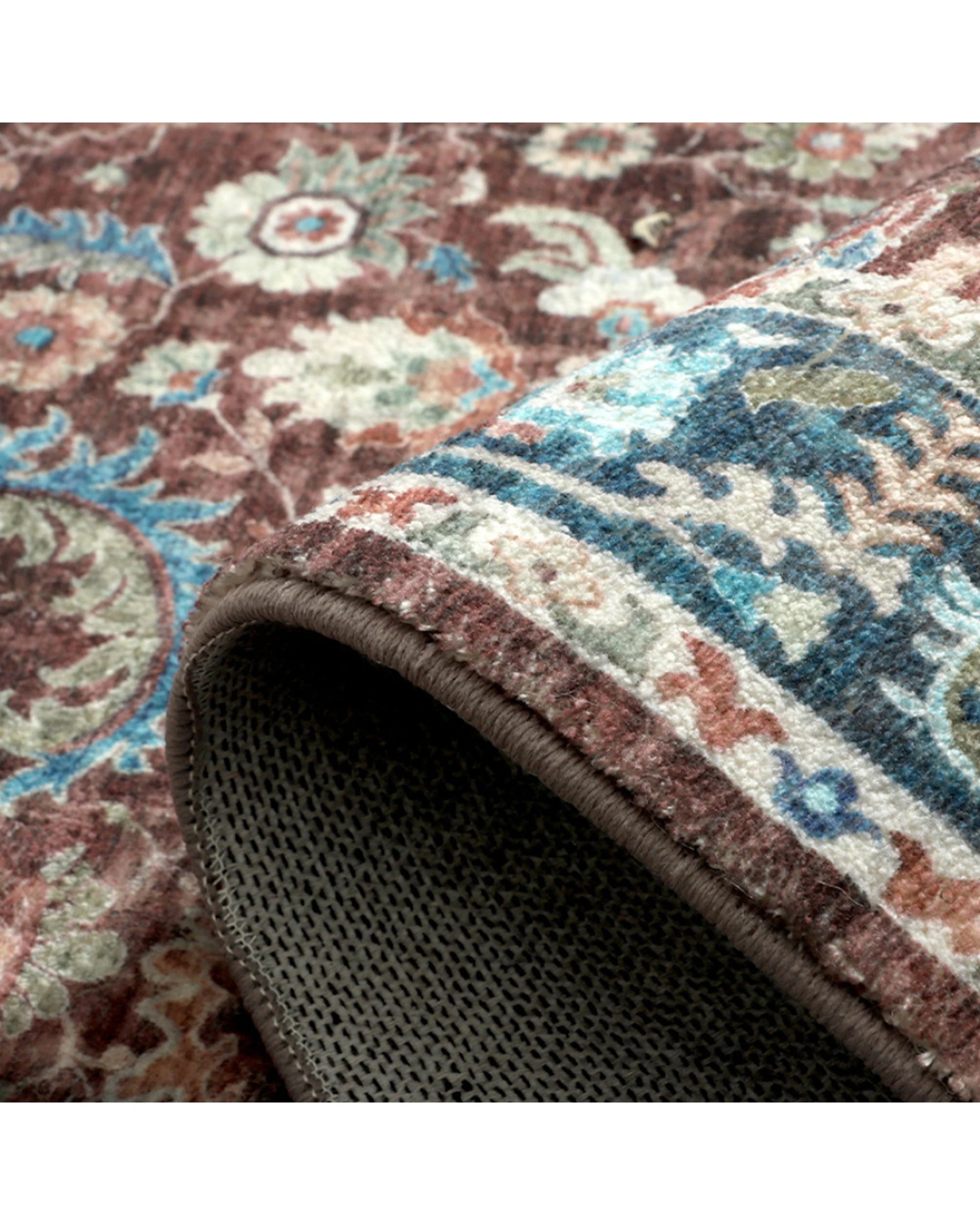 Fab Habitat Imna Traditional Machine Washable Rug 90cm x 150cm - Brown ...