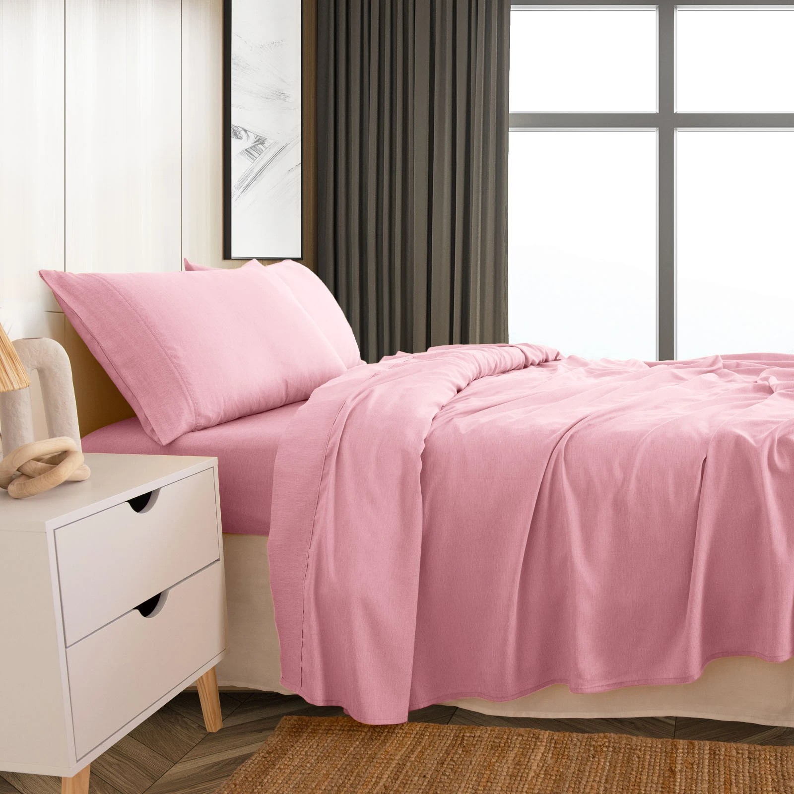 3 Royal Comfort Linen Sheet Set Premium Bedding Luxury Breathable Ultra Soft - King Bed - Purple, 3 of 10