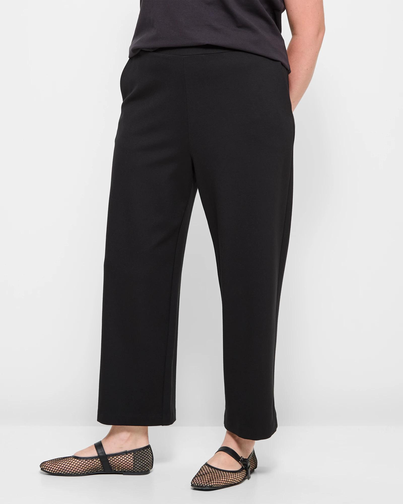 2 Target Plus Size Crop Length Wide Leg Ponte Pants BLACK, 2 of 5