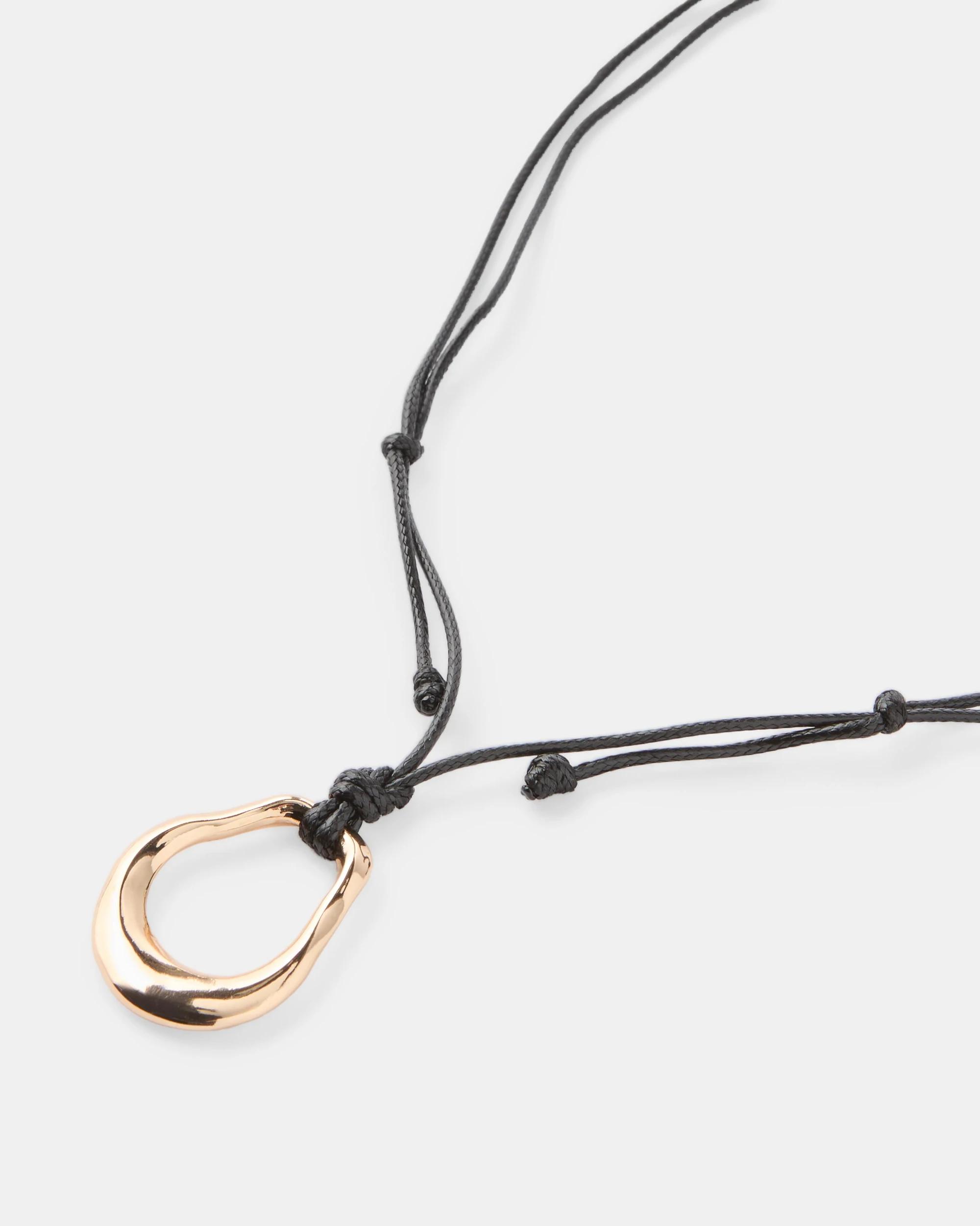 1 Cord Necklace - Black and Gold Tone Gold, 1 of 3