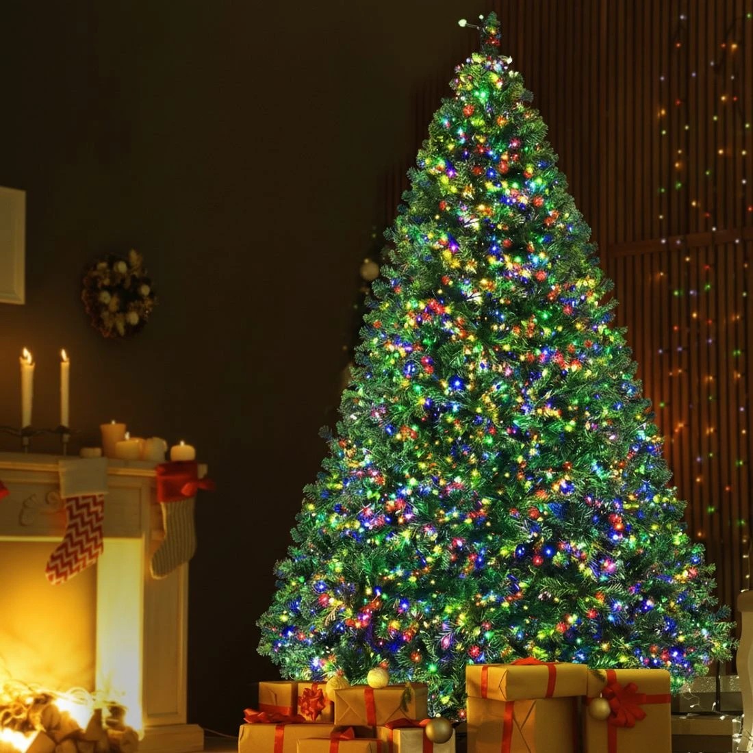 1 Jingle Jollys Christmas Tree 2.4m Xmas Tree Decoration 8 Light Mode Multi Colour Lush Foliage Sturdy Stand
 - green, 1 of 5