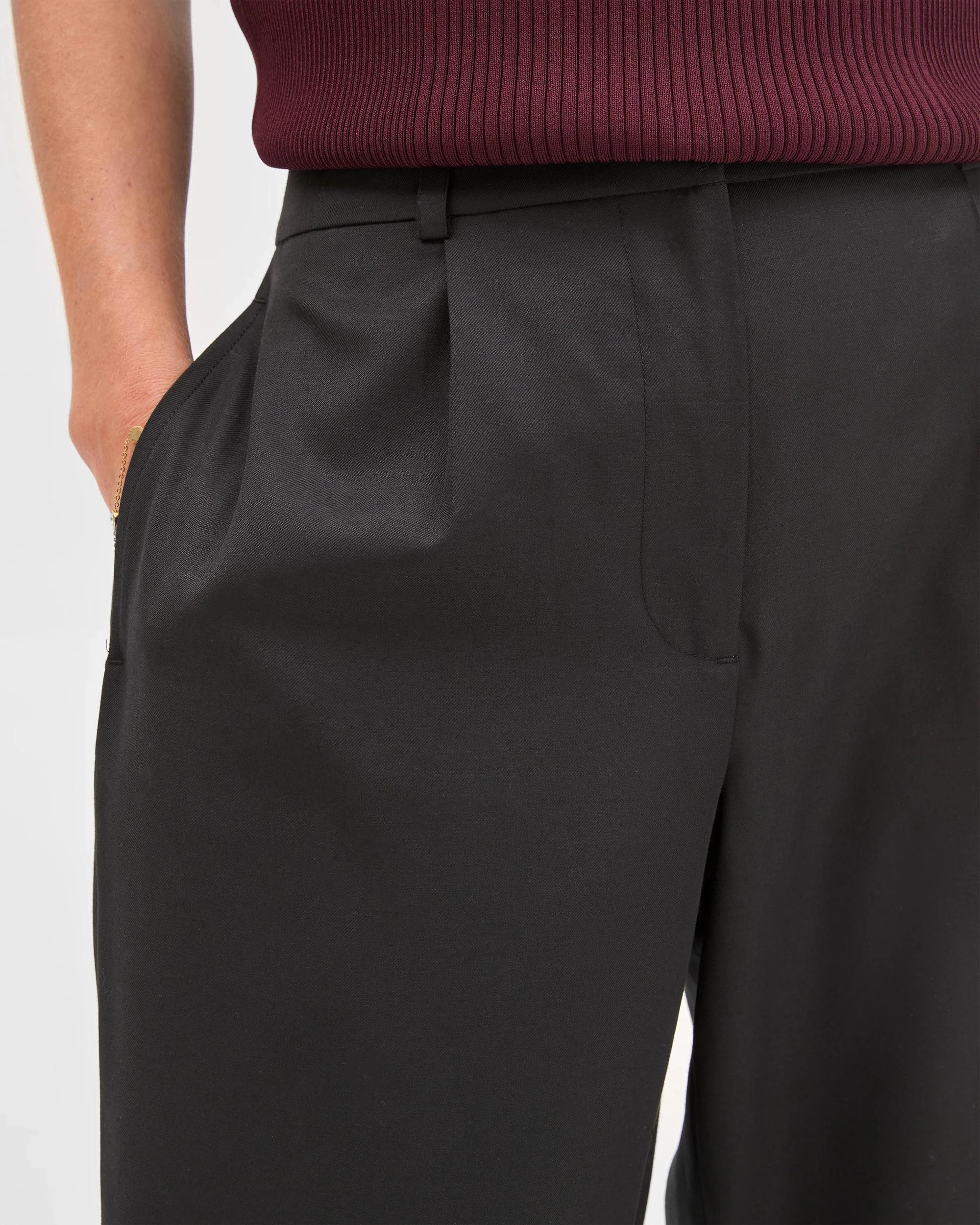 4 Preview Wool Blend Tailored Straight Leg Pants BLACK, 4 of 6