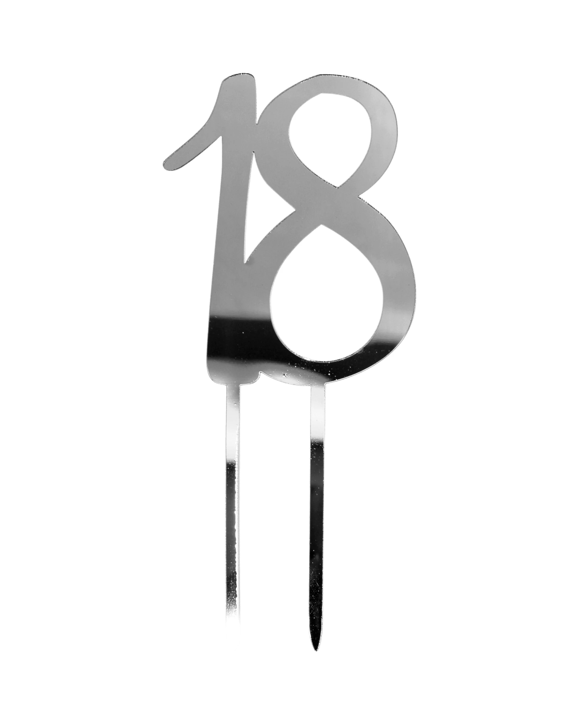 1 JD Party 18 Mirror Cake Topper - Silver, 1 of 2