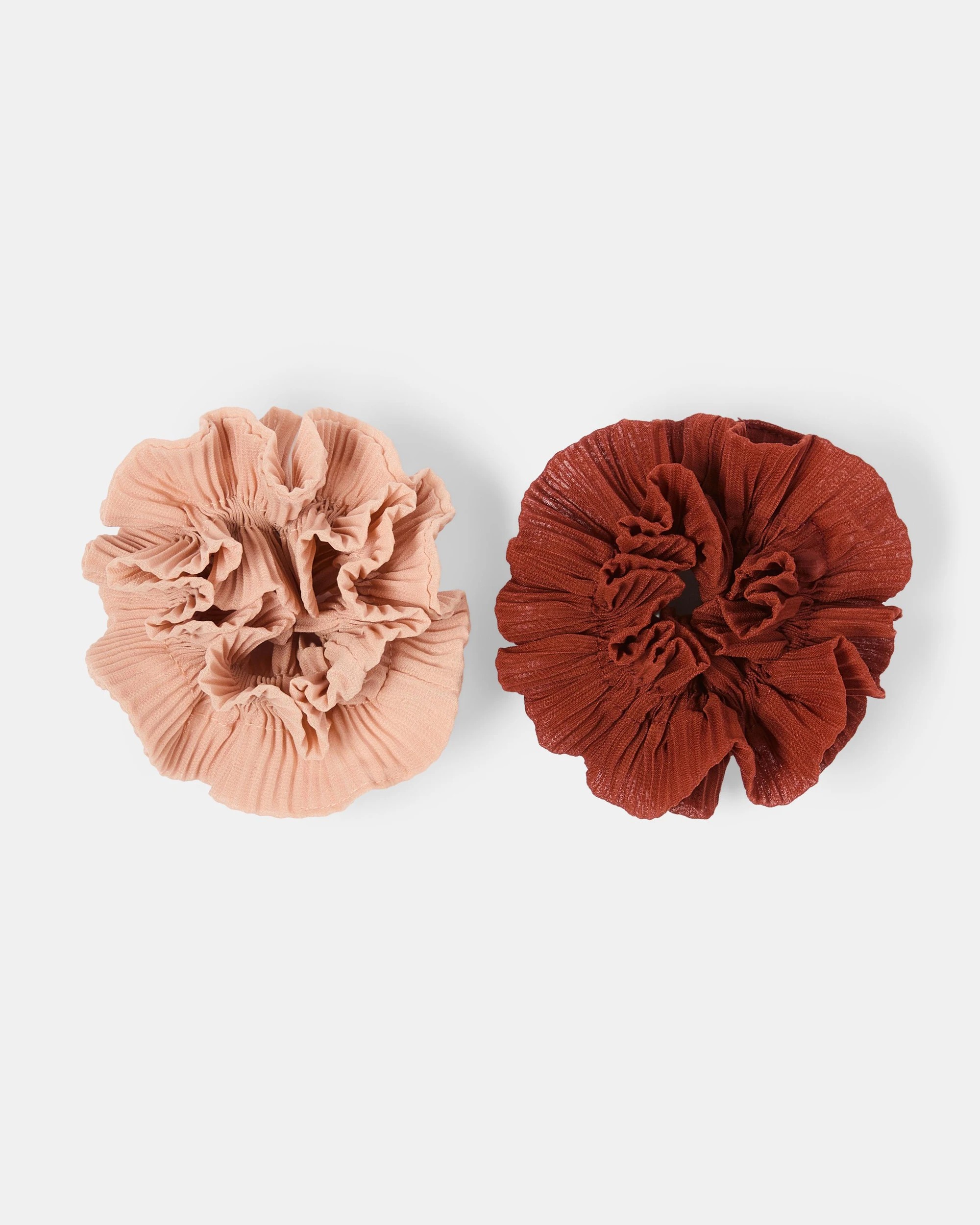 1 2 Pack Pleated Ruffle Scrunchies - Pink, 1 of 5
