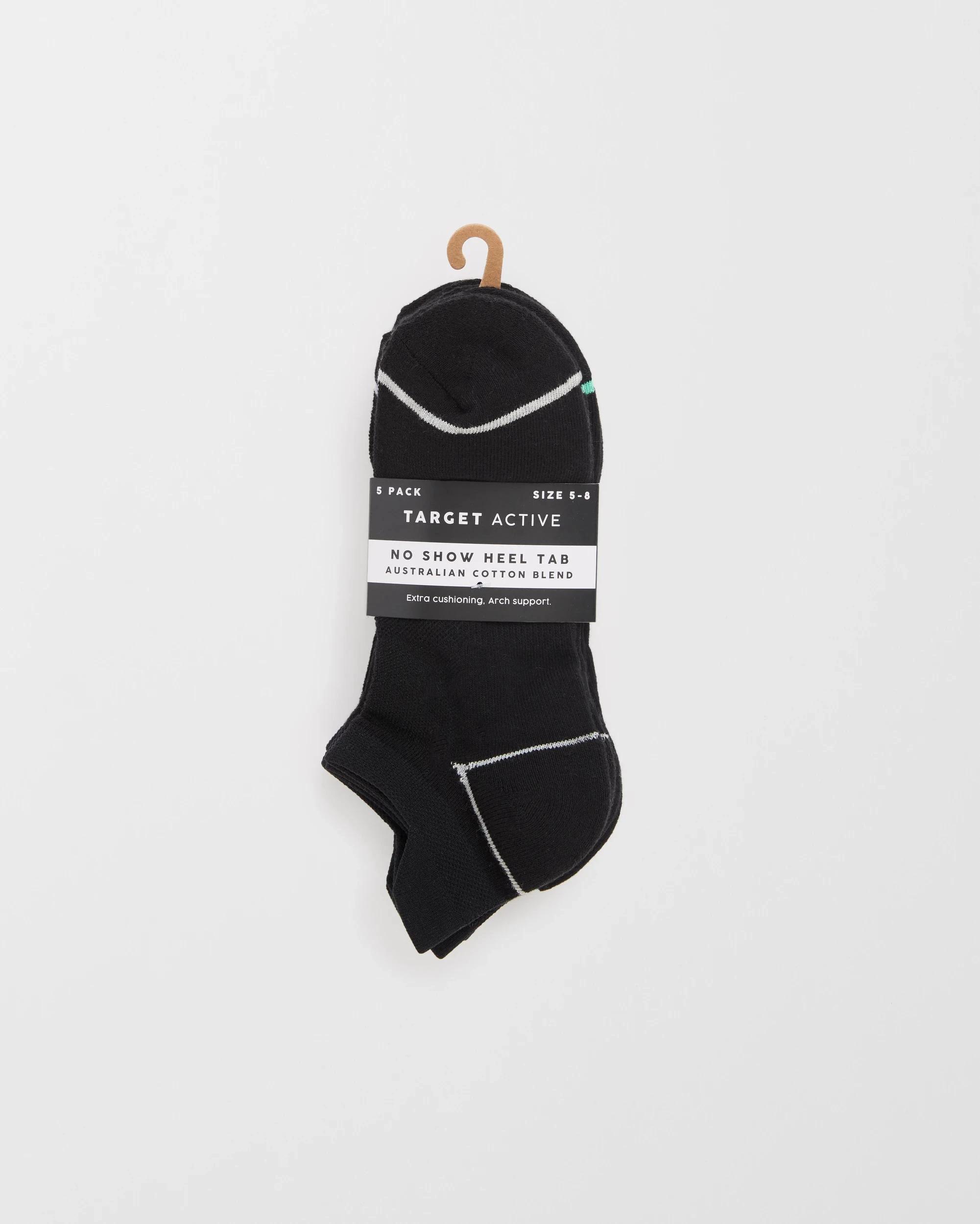 3 Target Woman Australian Cotton Blend 5 Pack No Show Sports Socks BLACK, 3 of 3