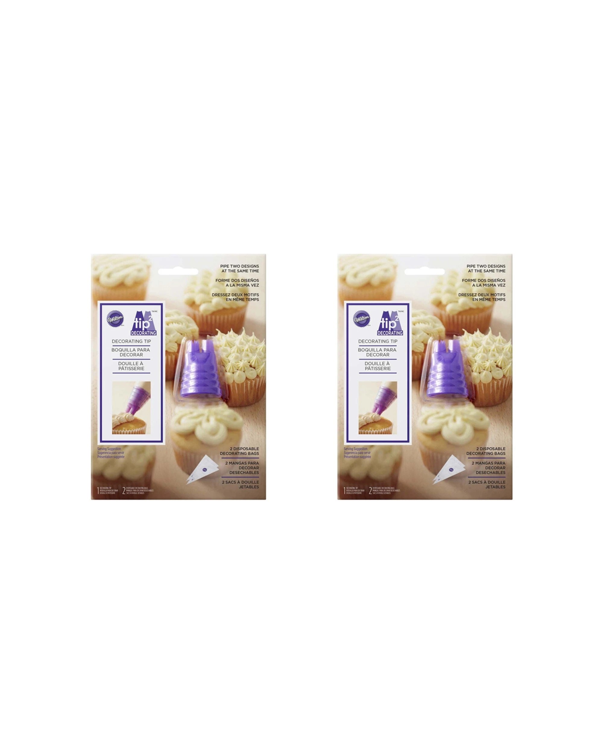 1 Wilton 2PK Plastic Round Star Duo Piping Tip With 2 Disposable Bags - Purple, 1 of 1