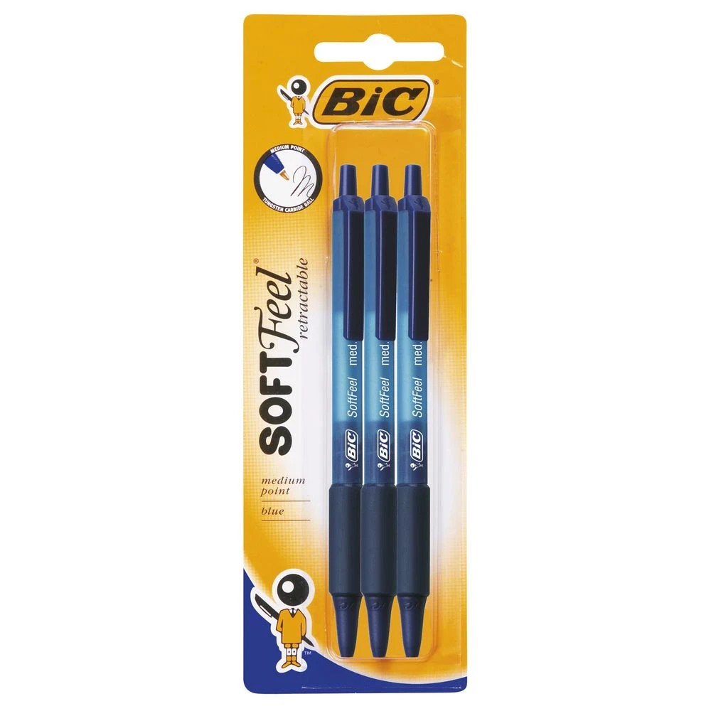 2 BIC SoftFeel Retractable Ballpoint Pens Blue 3 Pack, 2 of 6