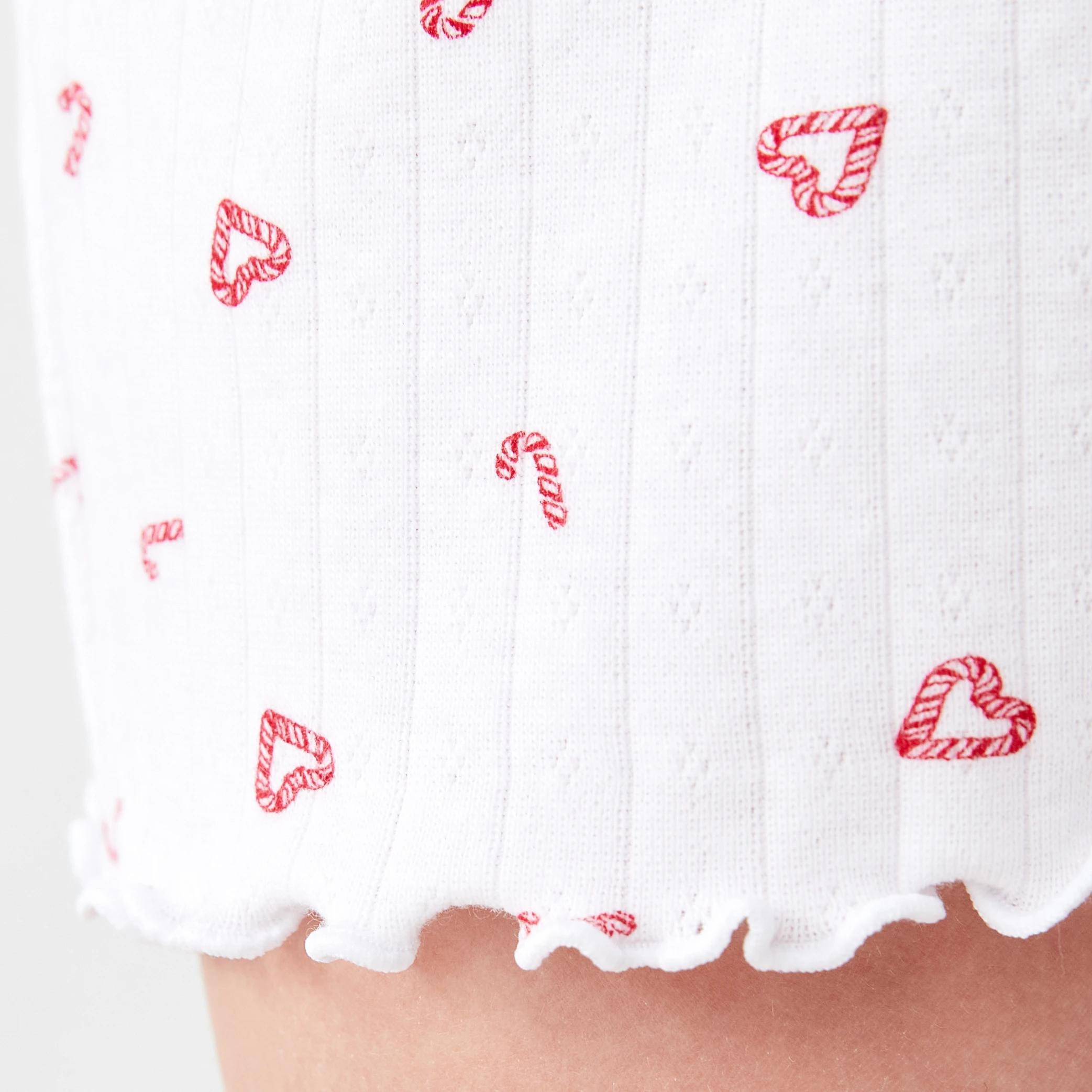 5 Christmas Pointelle Pyjama Set WHITE CANDY CANES, 5 of 7