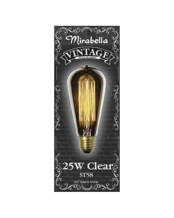 Mirabella E27 ST58 25W Vintage Style Filament Bulb