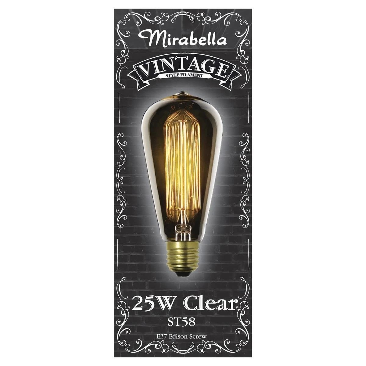 1 Mirabella E27 ST58 25W Vintage Style Filament Bulb