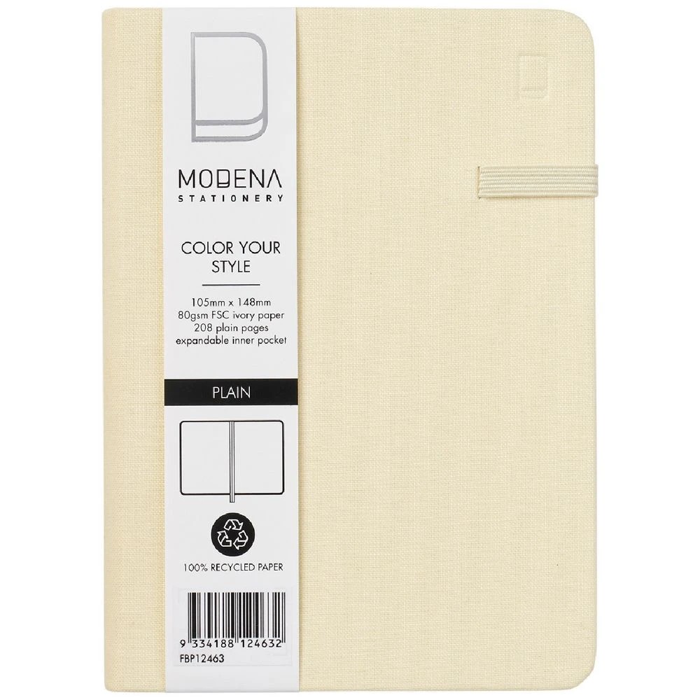 1 Modena A6 Linen Plain Notebook Buttermilk, 1 of 5