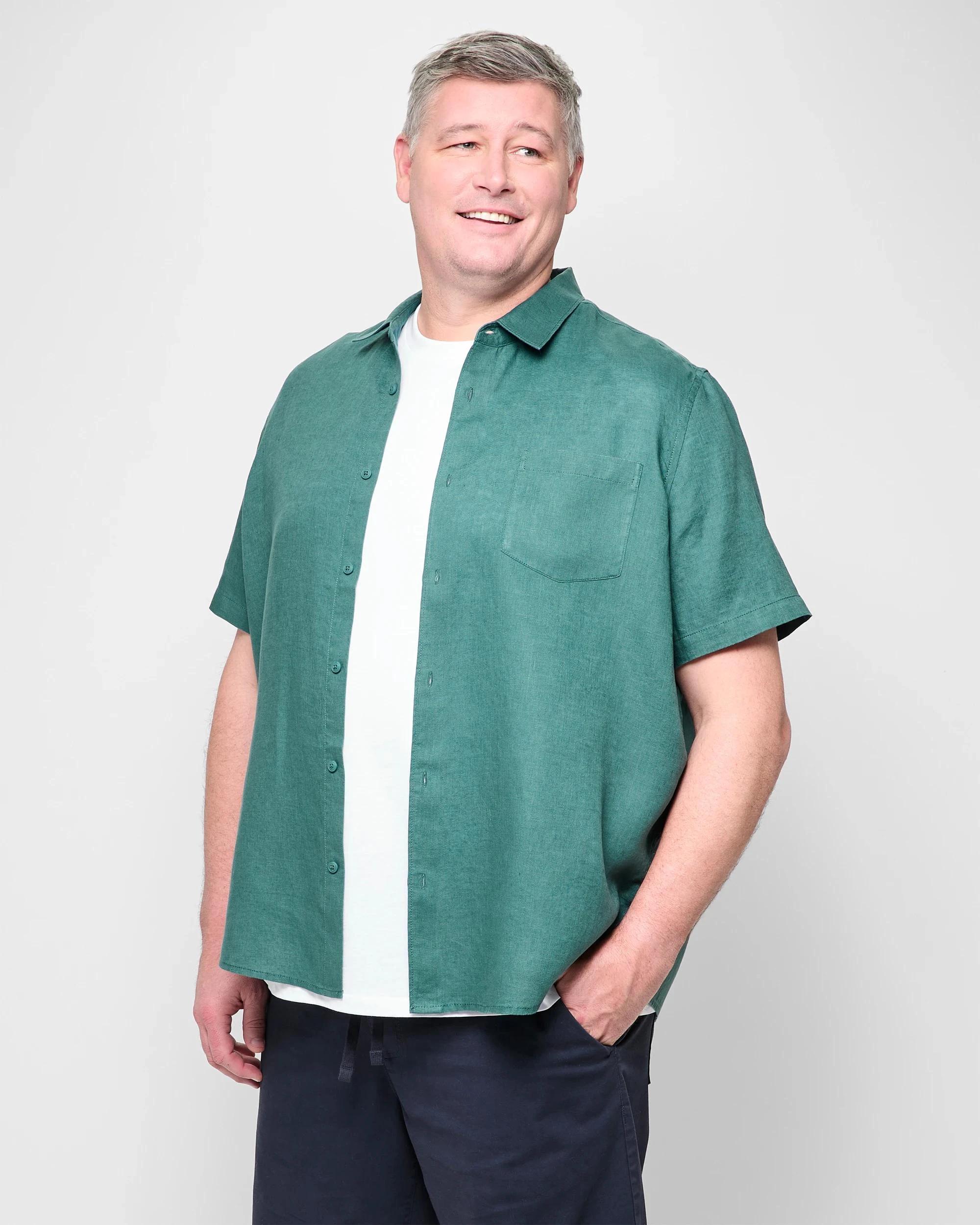 3 Target Plus Size European Linen Shirt TEAL, 3 of 5