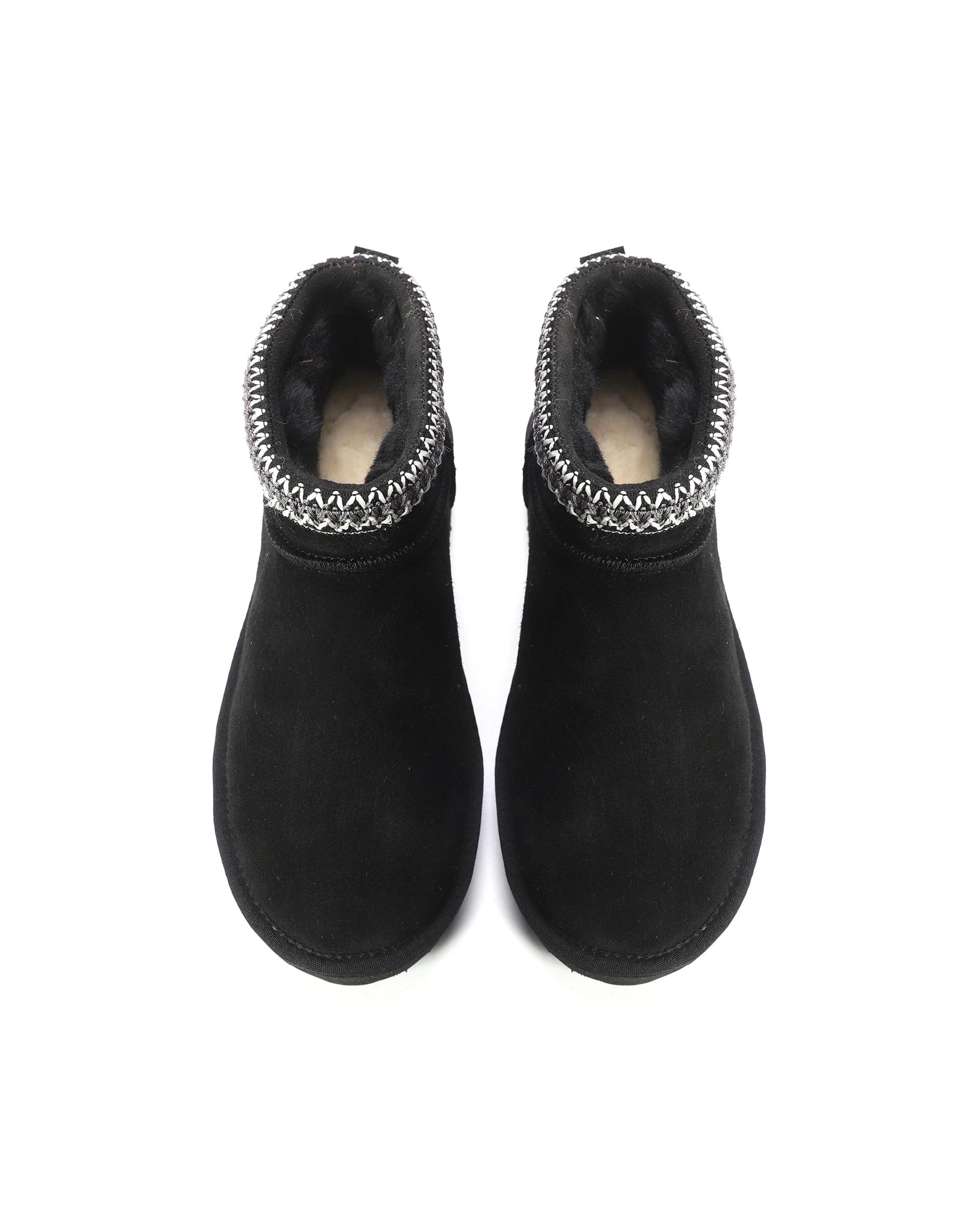 2 AUS WOOLI Altona Sheepskin Ankle Braid UGG Boots BLACK, 2 of 6