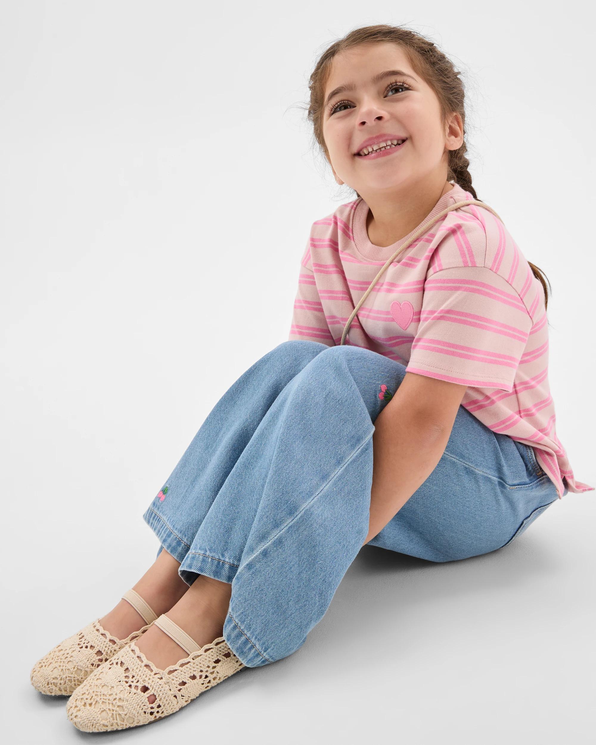 2 Target Kids Wide Leg Denim Jeans LIGHT WASH, 2 of 6