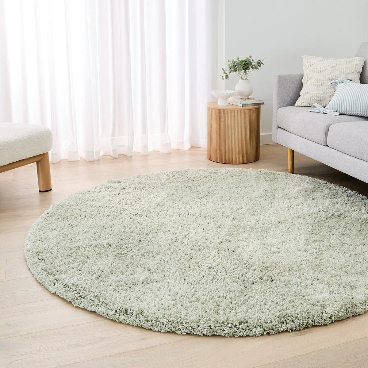 1 Flecked Rug - Sage, Round - 180cm, 1 of 7