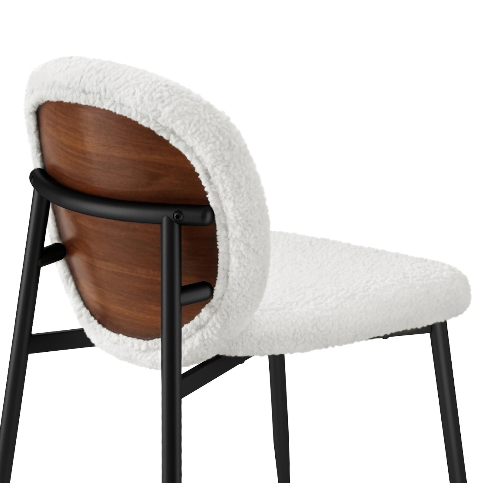 6 Alfordson 2x Dining Chairs Cafe Kitchen Lounge Curved Wooden Back Sherpa - White, 6 of 10