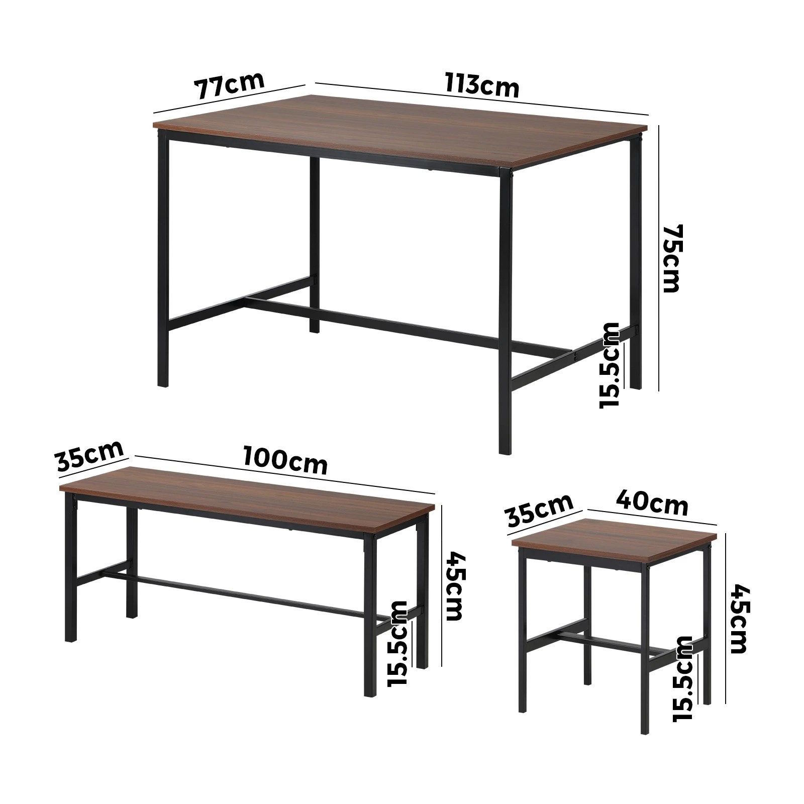 9 Oikiture Industrial Dining Table 4 Seaters With Kitchen Bench Chairs
 - Natural, 9 of 9