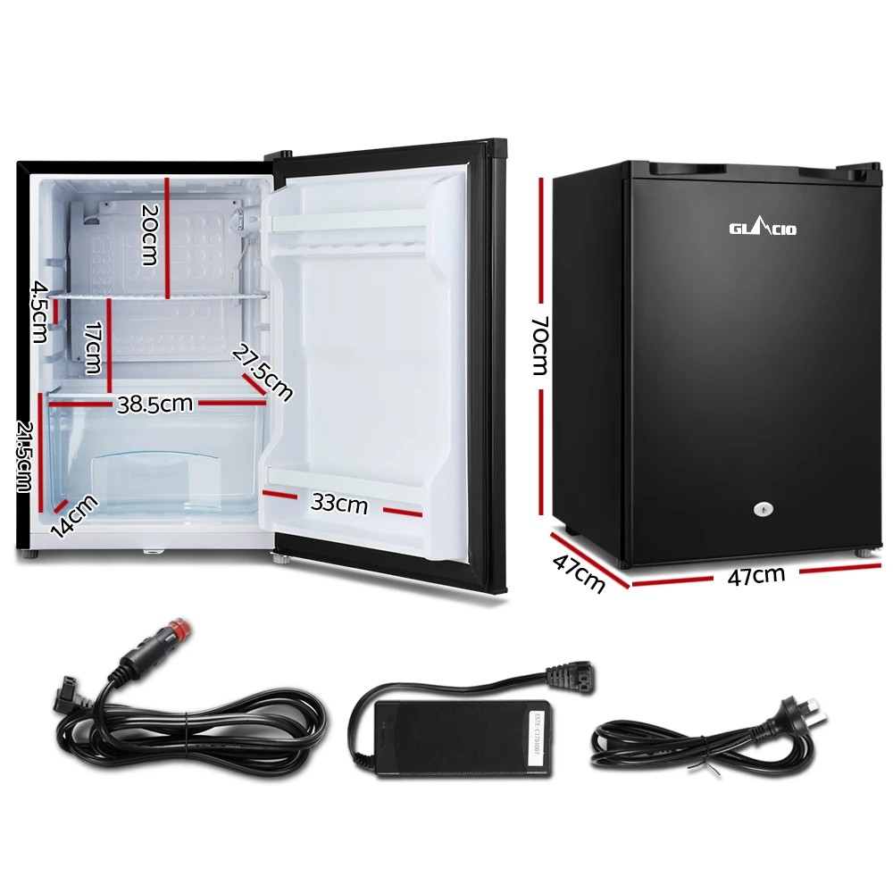 2 Glacio 80L Portable Fridge Bar Upright 12V/24V/240V Camping Caravan - Black, 2 of 6