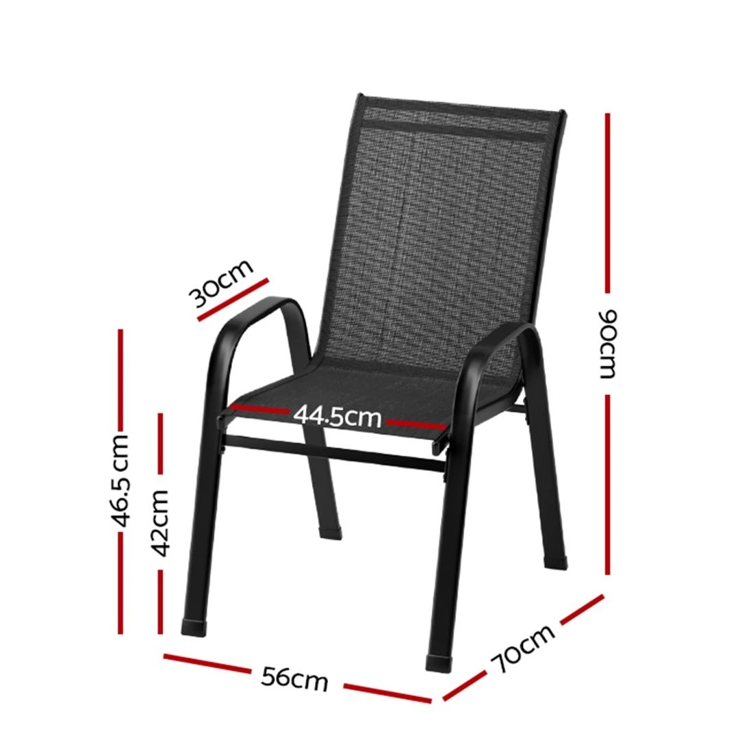2 Gardeon 2PC Outdoor Dining Chairs Stackable Lounge Chair Patio Furniture - Black, 2 of 5