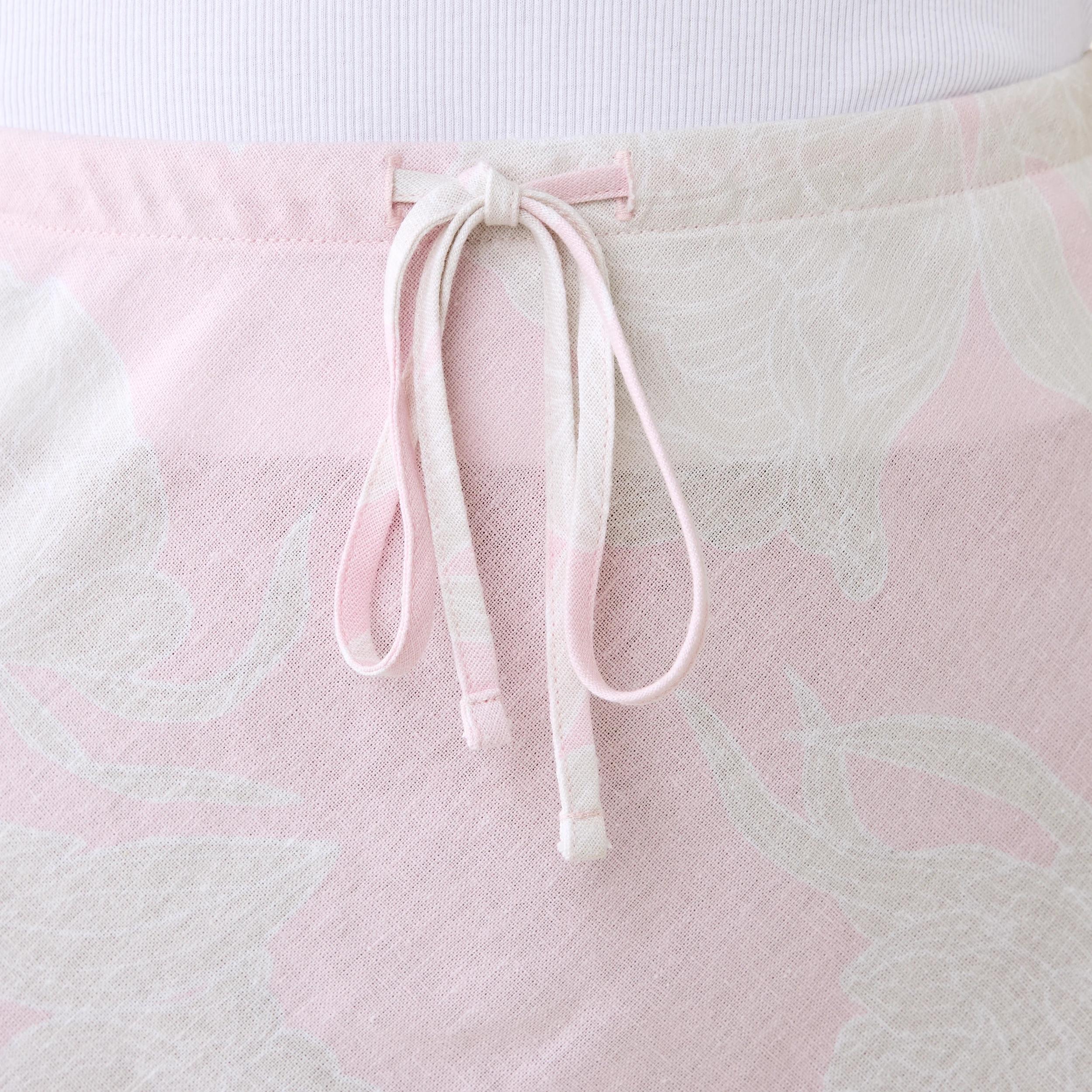 4 Linen Blend Tie Waist Maxi Skirt Pink Florl, 4 of 5