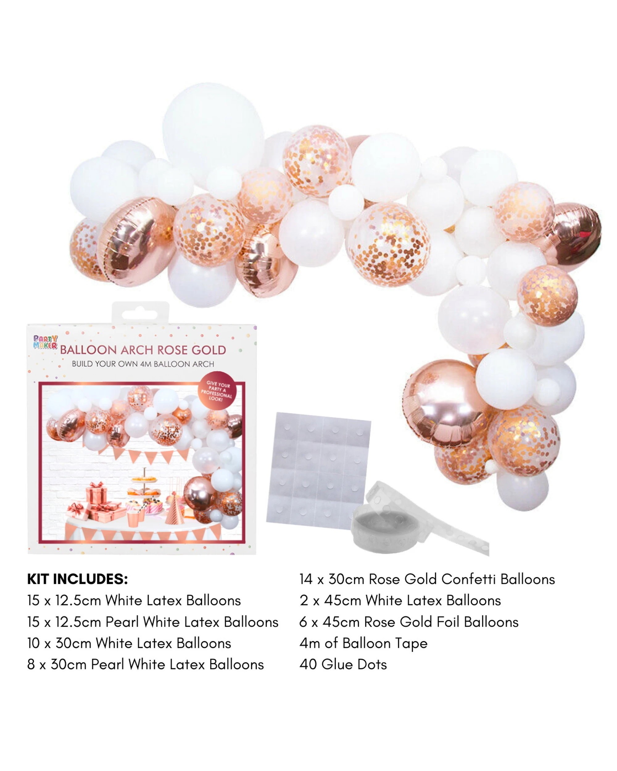 3 Partyrama Rose Gold 4m Balloon Arch Kit - Rose Gold, 3 of 3