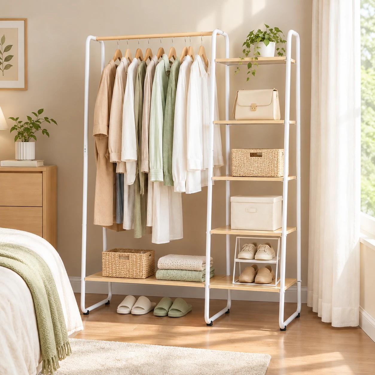 3 Artiss Wardrobe Clothes Rack Airer Coat Stand - White, 3 of 8