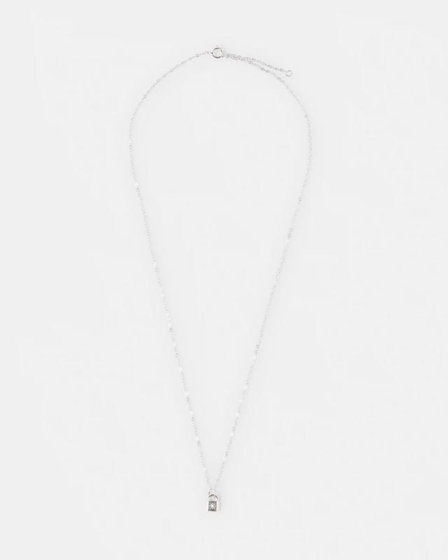 Sterling Silver 925 Cubic Zirconia Lock Neck